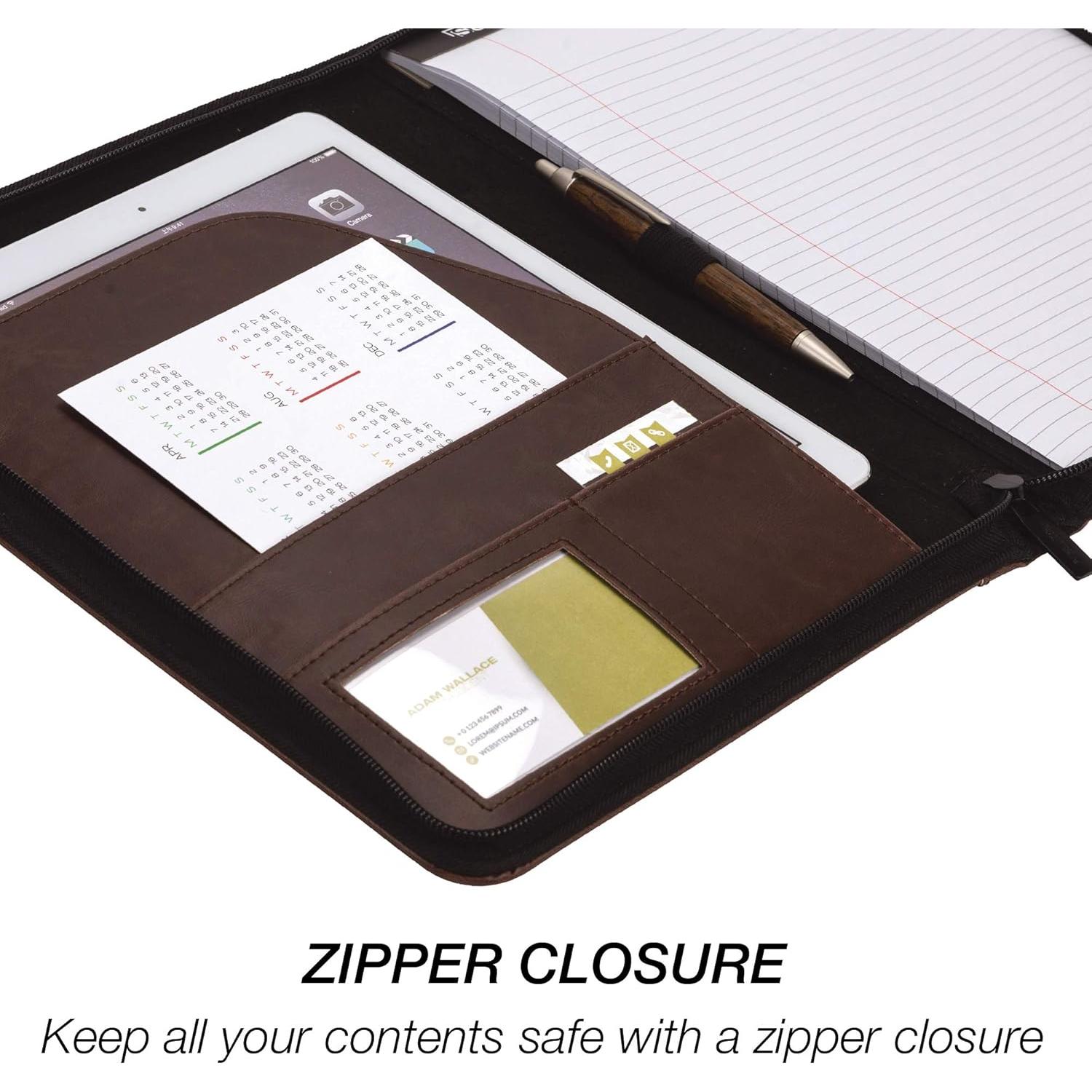 Portafolio Vintage Samsill con Cierre de Cuero Sintético 21.6x27.9cm