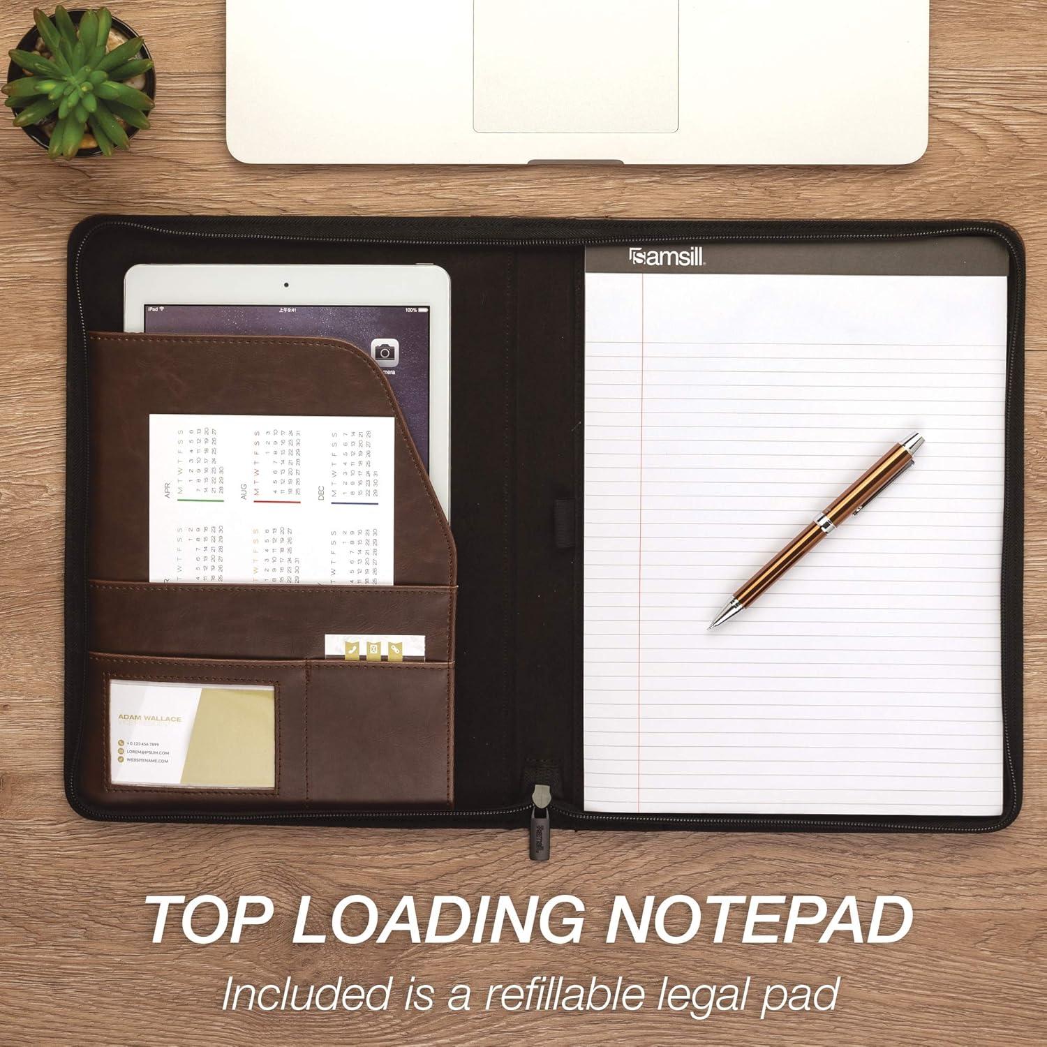 Portafolio Vintage Samsill con Cierre de Cuero Sintético 21.6x27.9cm