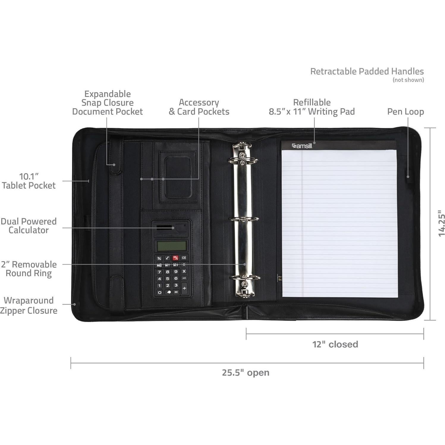 Padfolio Profesional Samsill con Cremallera y Funda para Tableta 10.1"