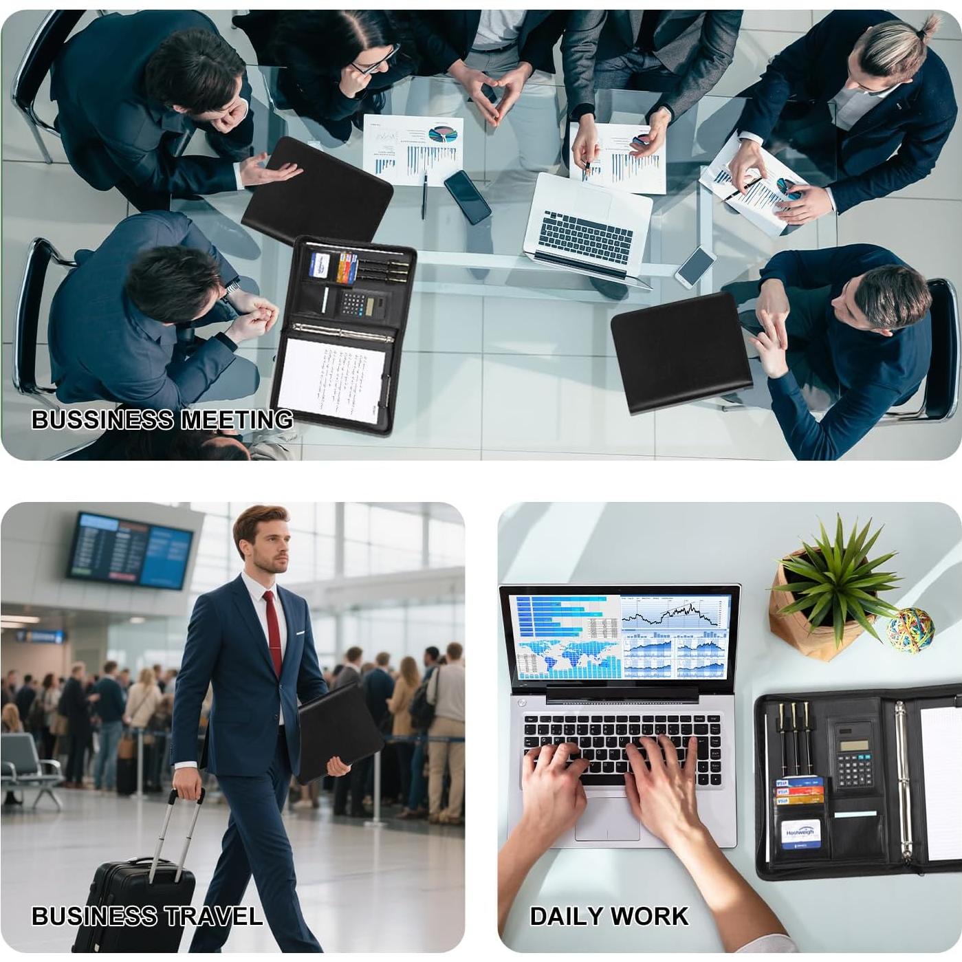 Carpeta de 3 Anillas Leathario Cuero Vegano A4 con Protectores