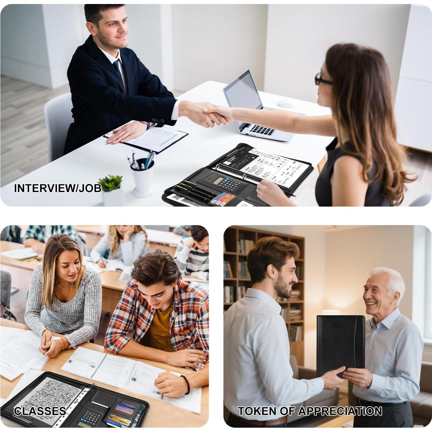 Carpeta de 3 Anillas Leathario Cuero Vegano A4 con Protectores