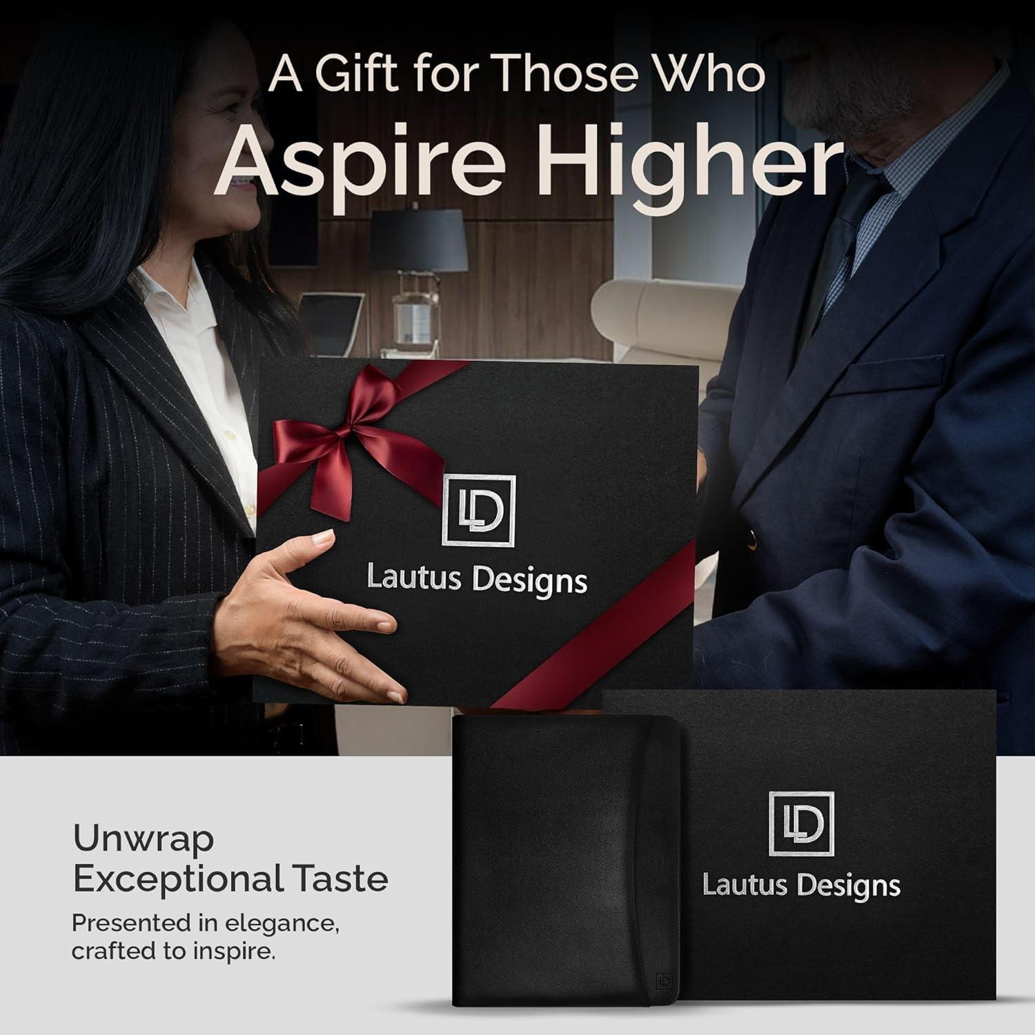 Carpeta de Cuero PU Lautus Designs Negra con Cremallera 32.5x25.4cm