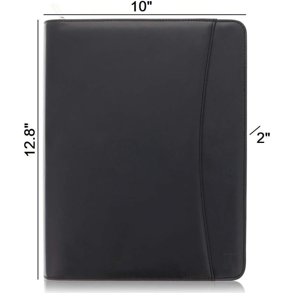 Carpeta de Cuero PU Lautus Designs Negra con Cremallera 32.5x25.4cm