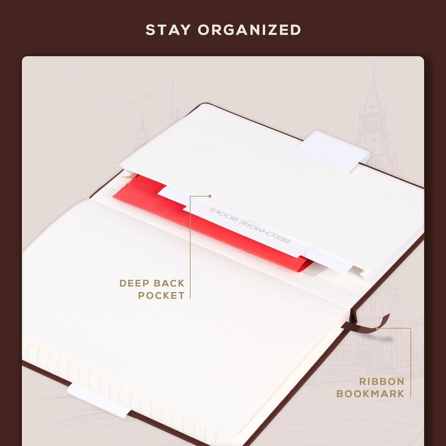 Cuaderno Rayado A5 Beechmore Libros 160 Páginas Piel Dura