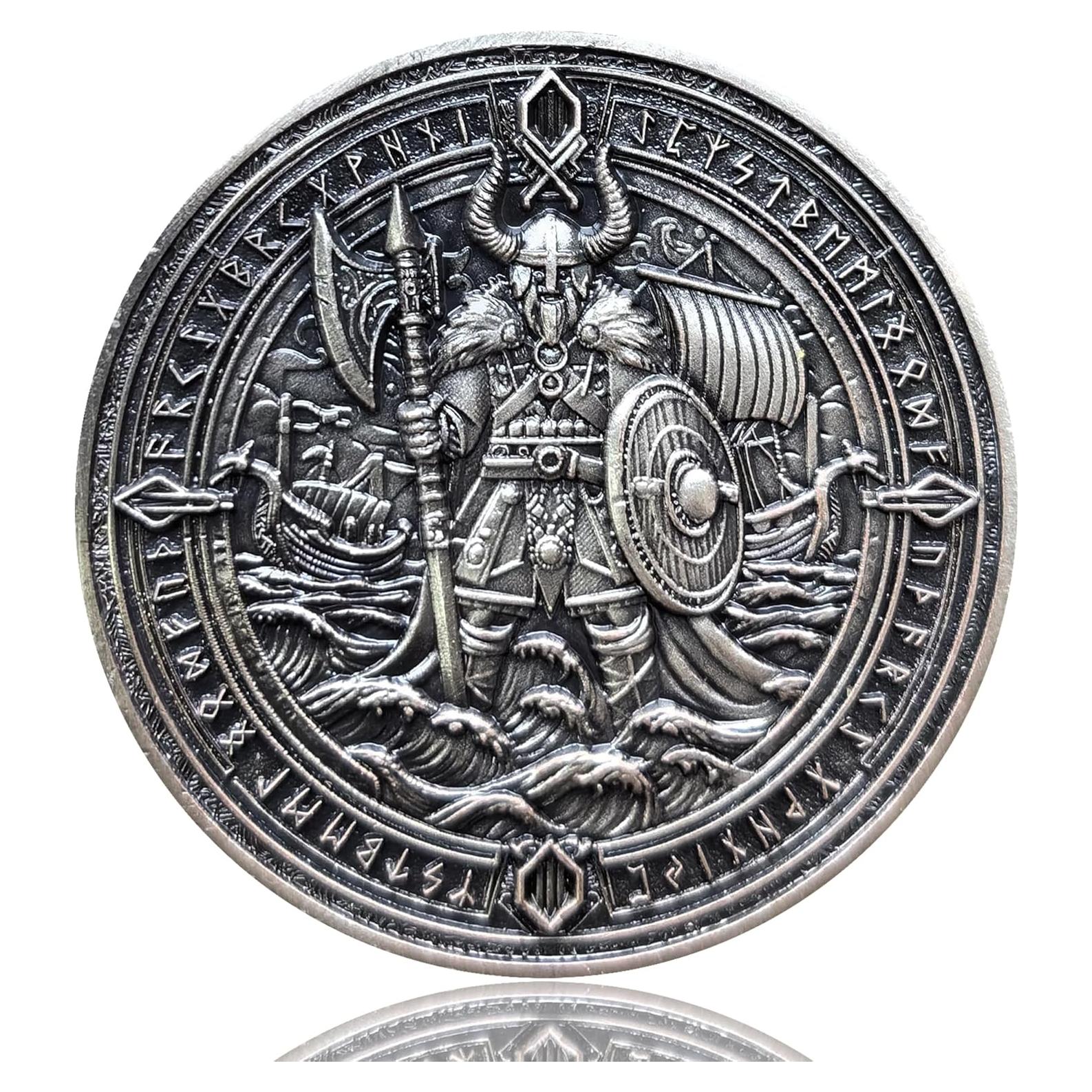 Moneda Conmemorativa Guerrero Vikingo LZWIN 4 cm Zinc Estuche