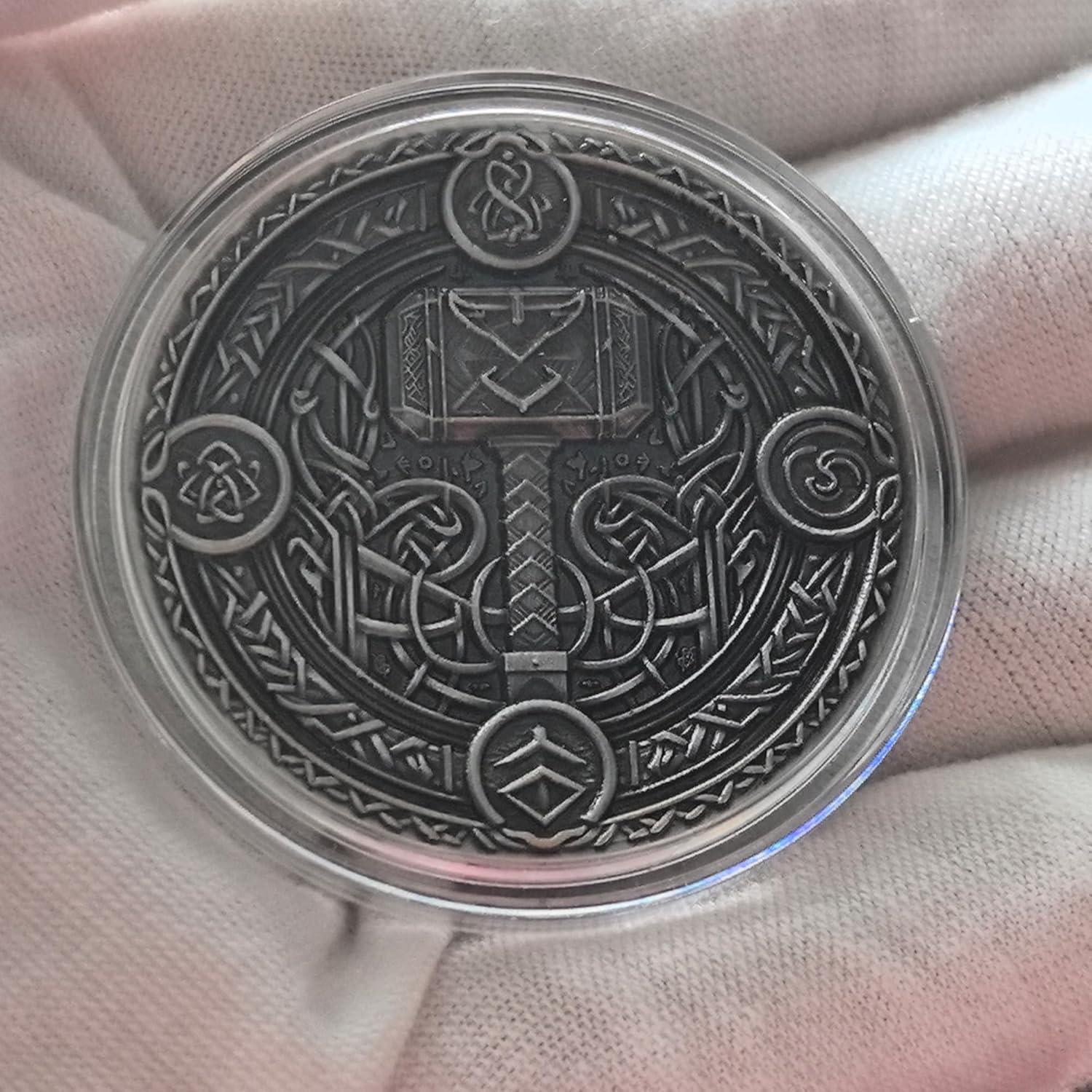 Moneda Conmemorativa Guerrero Vikingo LZWIN 4 cm Zinc Estuche