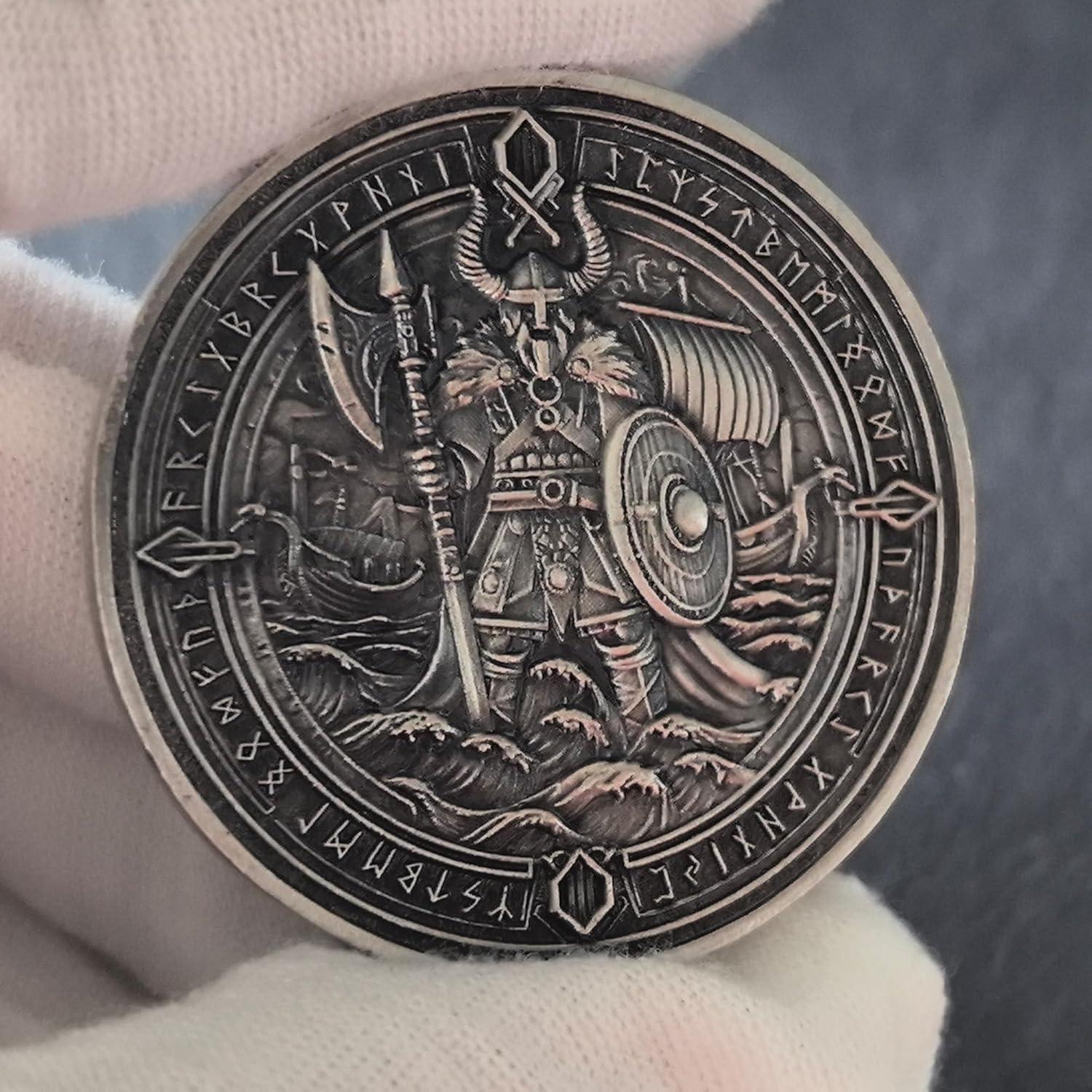 Moneda Conmemorativa Guerrero Vikingo LZWIN 4 cm Zinc Estuche