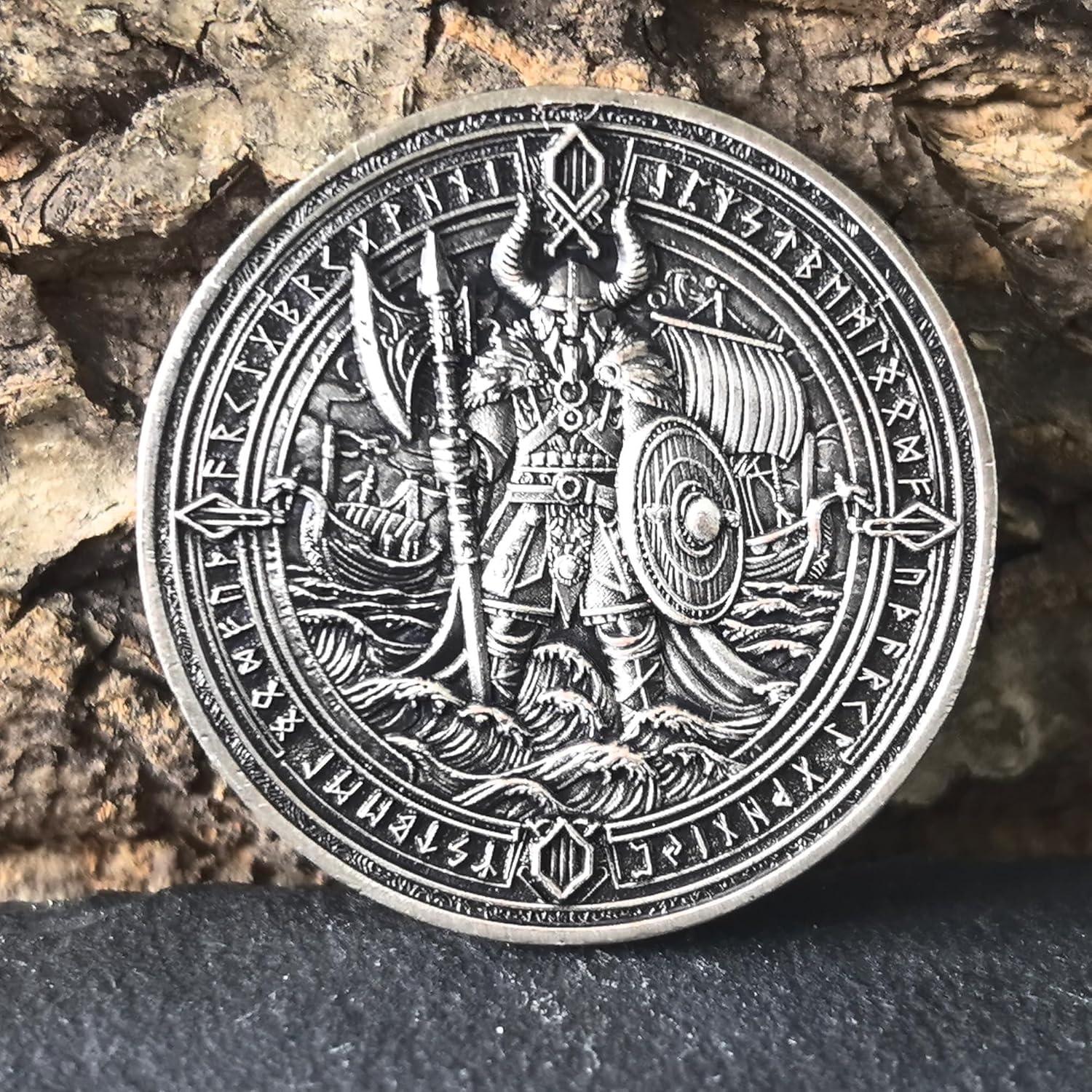 Moneda Conmemorativa Guerrero Vikingo LZWIN 4 cm Zinc Estuche