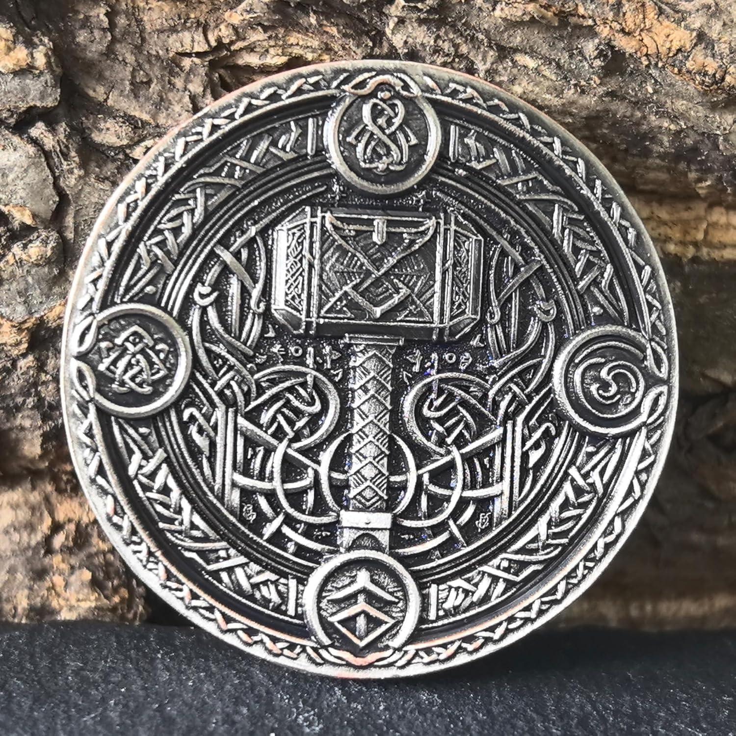 Moneda Conmemorativa Guerrero Vikingo LZWIN 4 cm Zinc Estuche