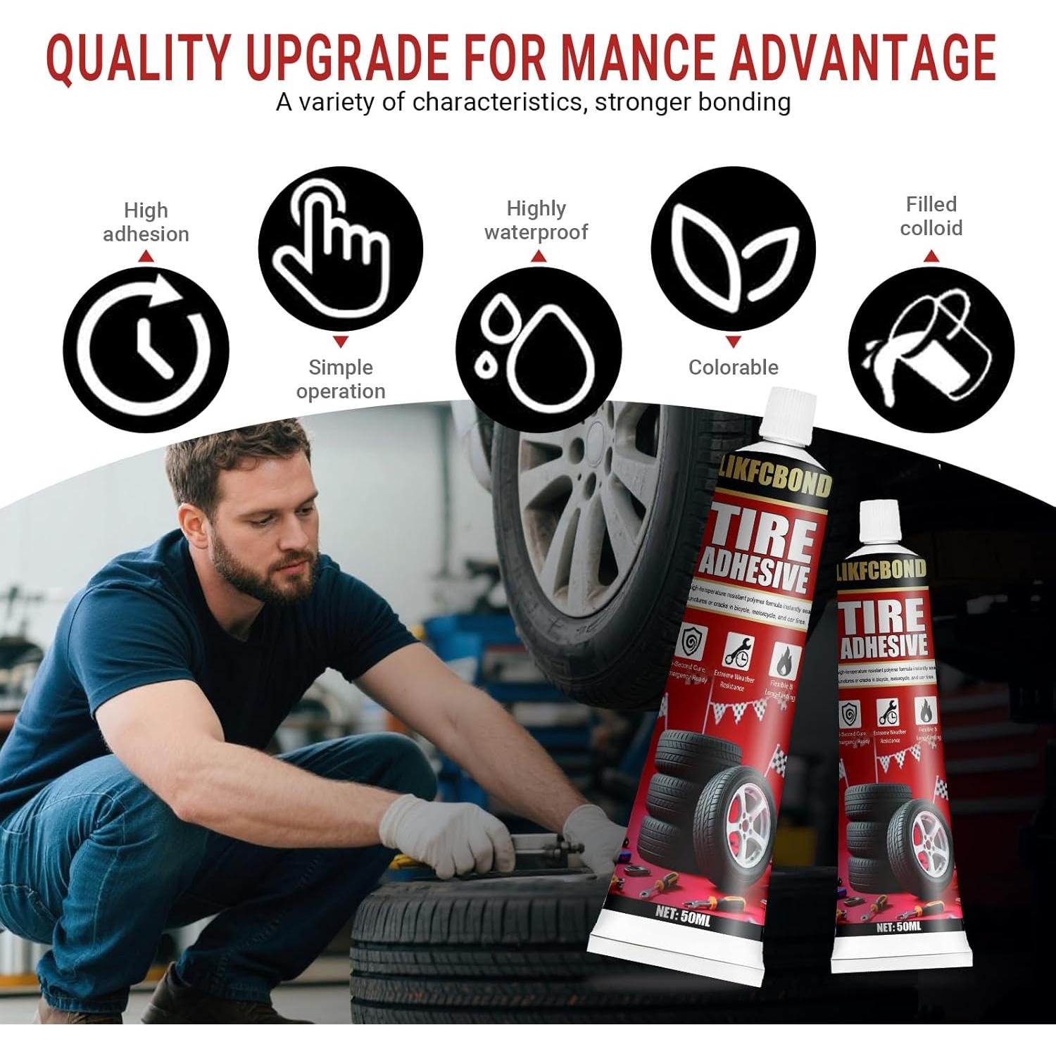 Adhesivo para Neumáticos LIKFCBOND 100 ml Kit Reparación