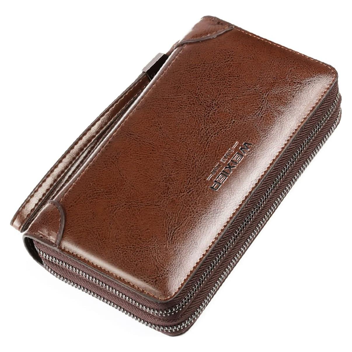 Cartera Clutch de Cuero Marrón Easygogo 20x5x12cm para Hombres