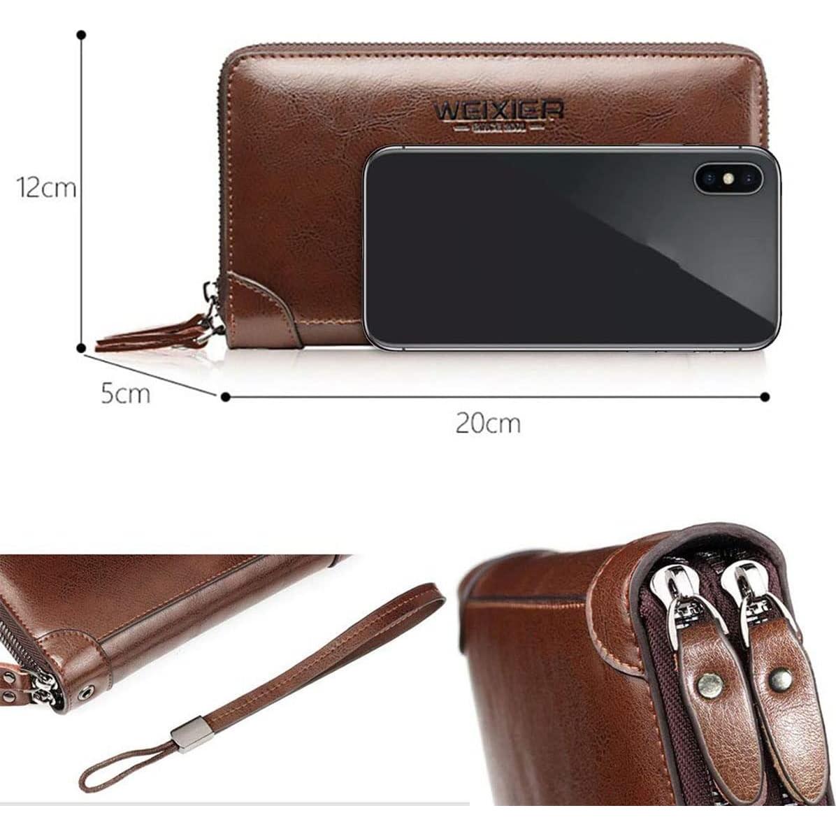 Cartera Clutch de Cuero Marrón Easygogo 20x5x12cm para Hombres