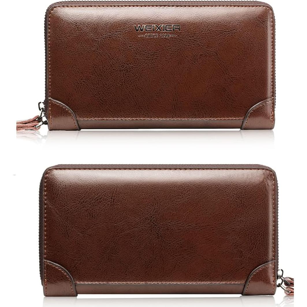 Cartera Clutch de Cuero Marrón Easygogo 20x5x12cm para Hombres