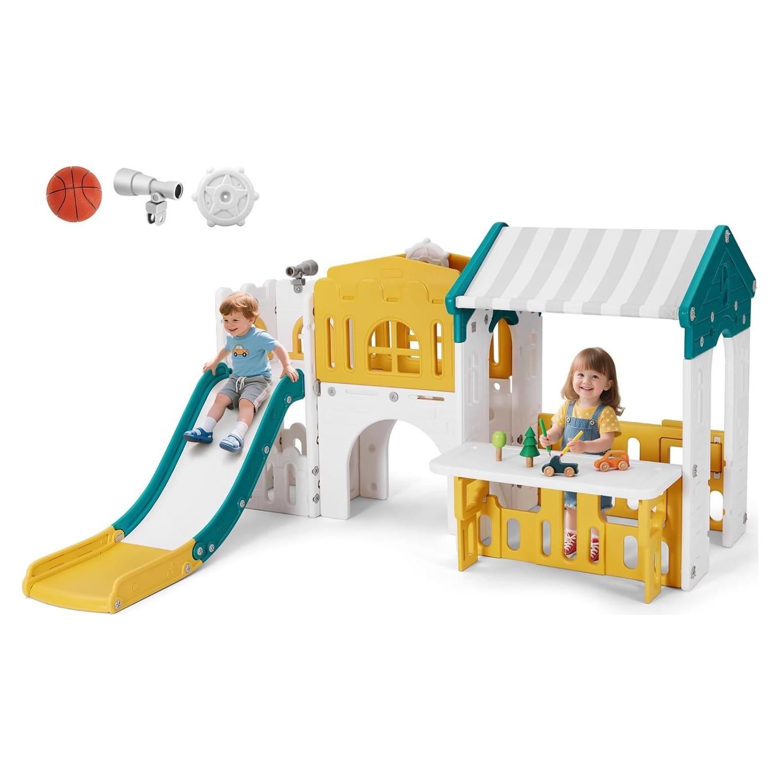 Tobogán 9 en 1 JOYLDIAS para Niños con Casa de Juegos