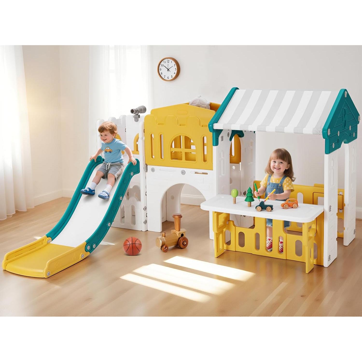 Tobogán 9 en 1 JOYLDIAS para Niños con Casa de Juegos