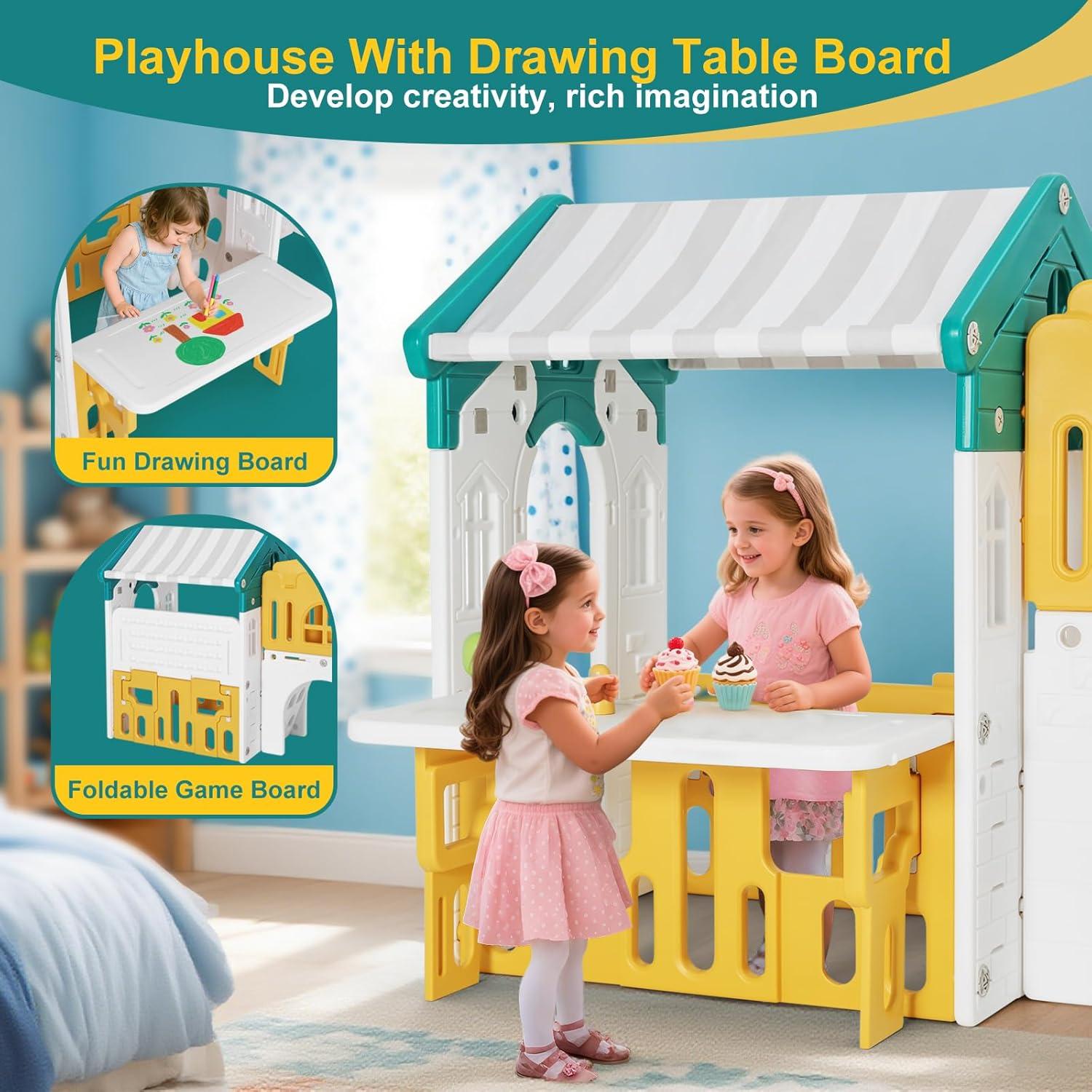 Tobogán 9 en 1 JOYLDIAS para Niños con Casa de Juegos