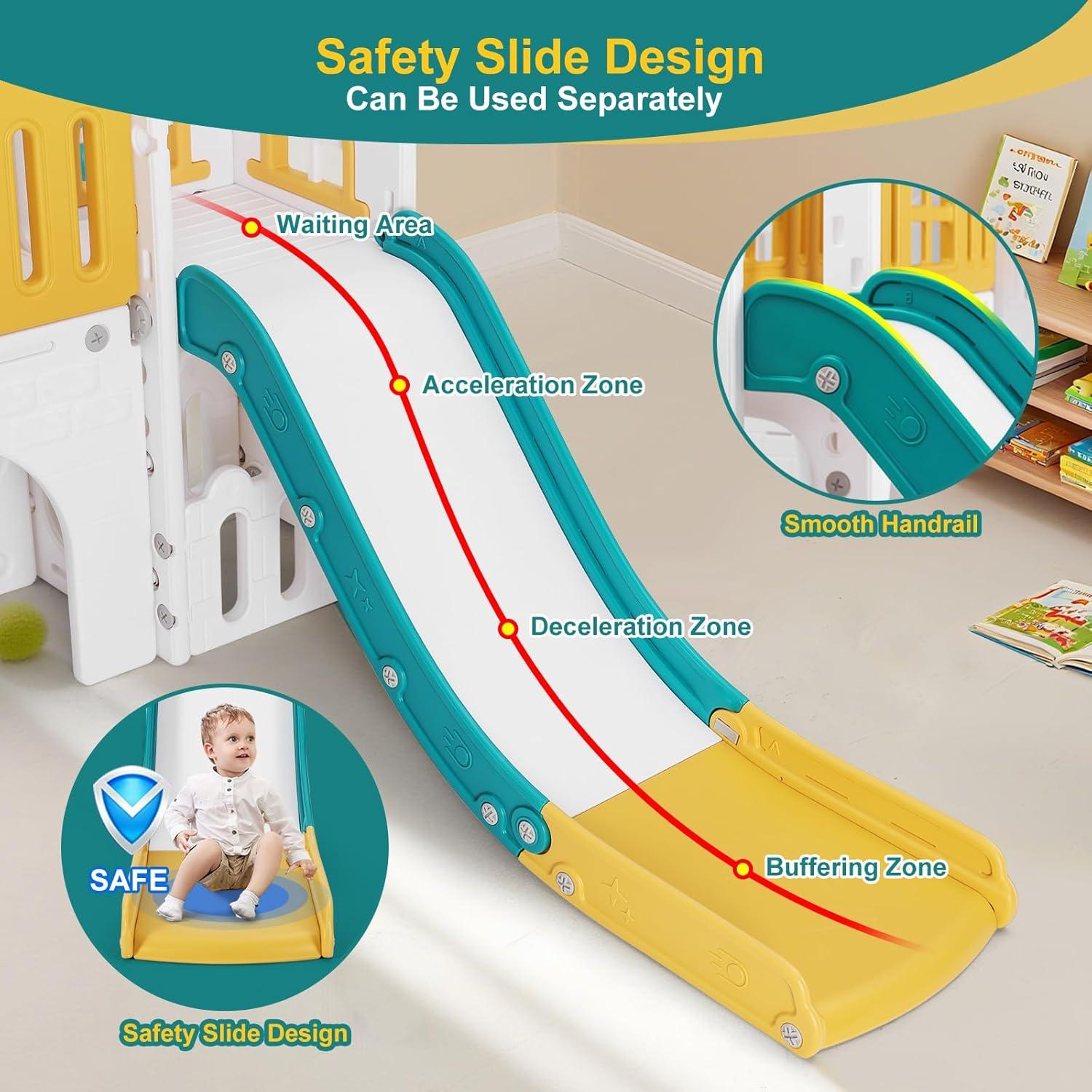 Tobogán 9 en 1 JOYLDIAS para Niños con Casa de Juegos