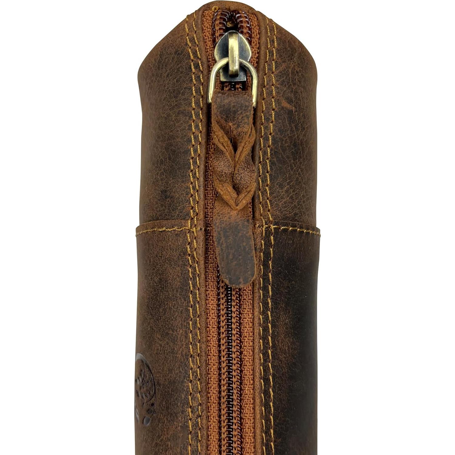 Estuche de Lápiz de Cuero Rustic Town - Vintage Marrón 20.3x6.3 cm