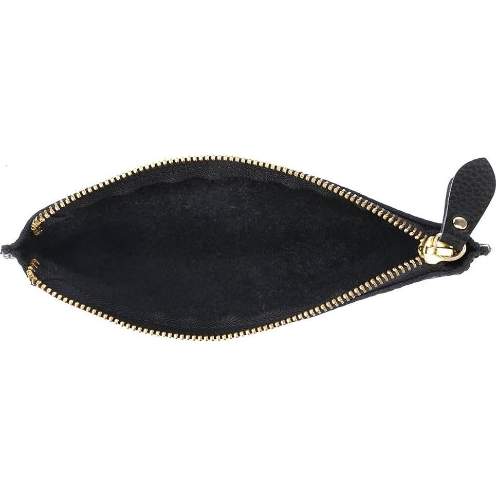 Estuche de Lápiz de Cuero BTSKY - Bolsa de Papelería Negra 21x6cm