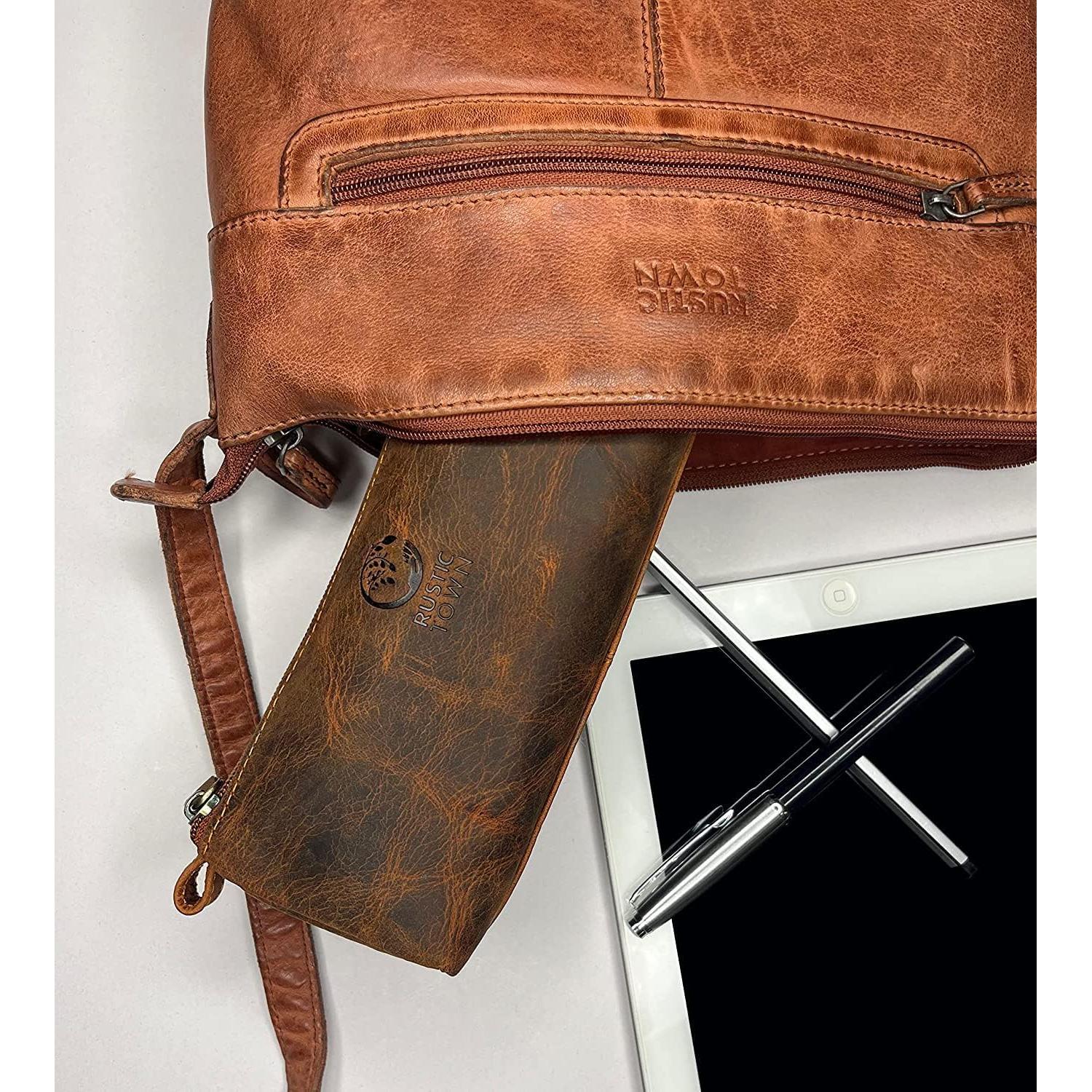 Estuche de Lápiz de Cuero Rustic Town - Retro 20.32x7.62cm