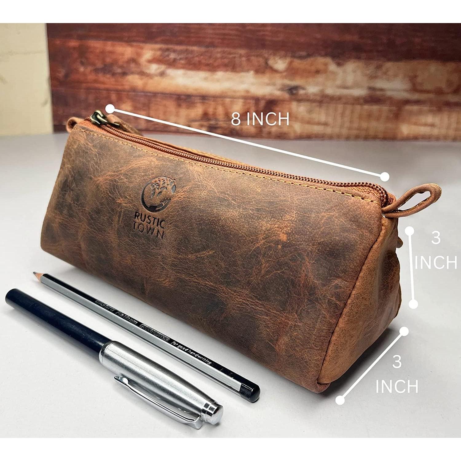 Estuche de Lápiz de Cuero Rustic Town - Retro 20.32x7.62cm