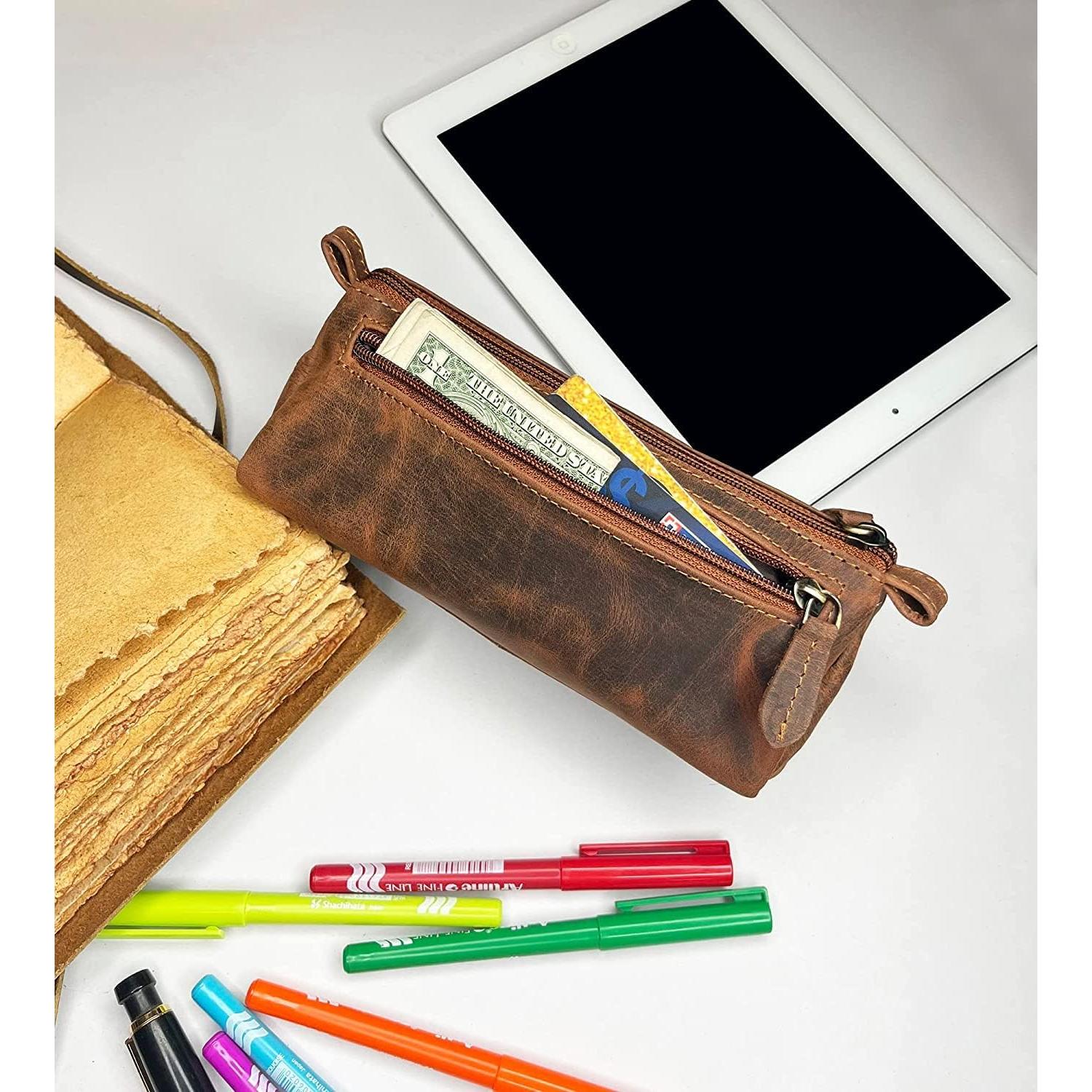 Estuche de Lápiz de Cuero Rustic Town - Retro 20.32x7.62cm