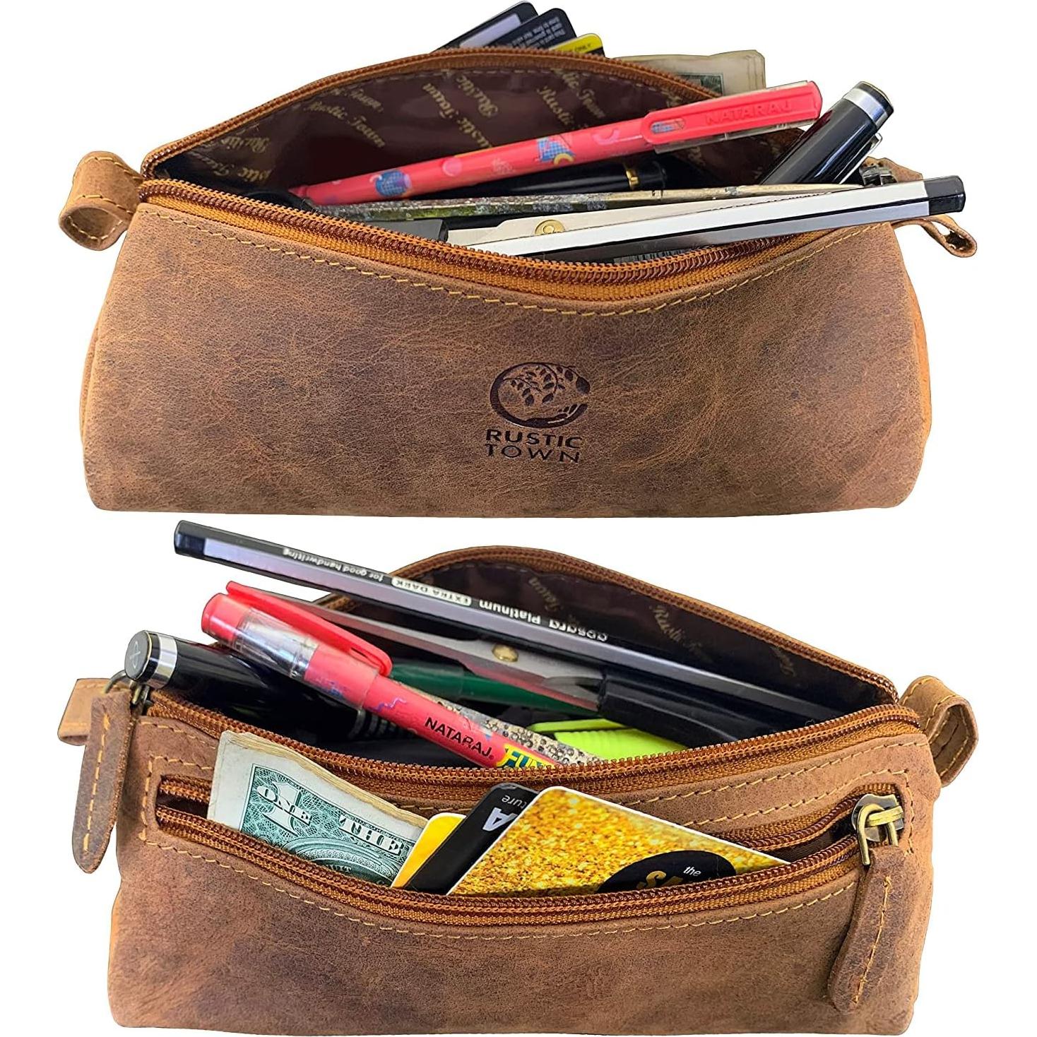 Estuche de Lápiz de Cuero Rustic Town - Retro 20.32x7.62cm