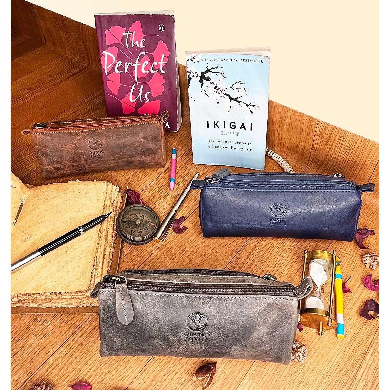 Estuche de Lápiz de Cuero Rustic Town - Retro 20.32x7.62cm