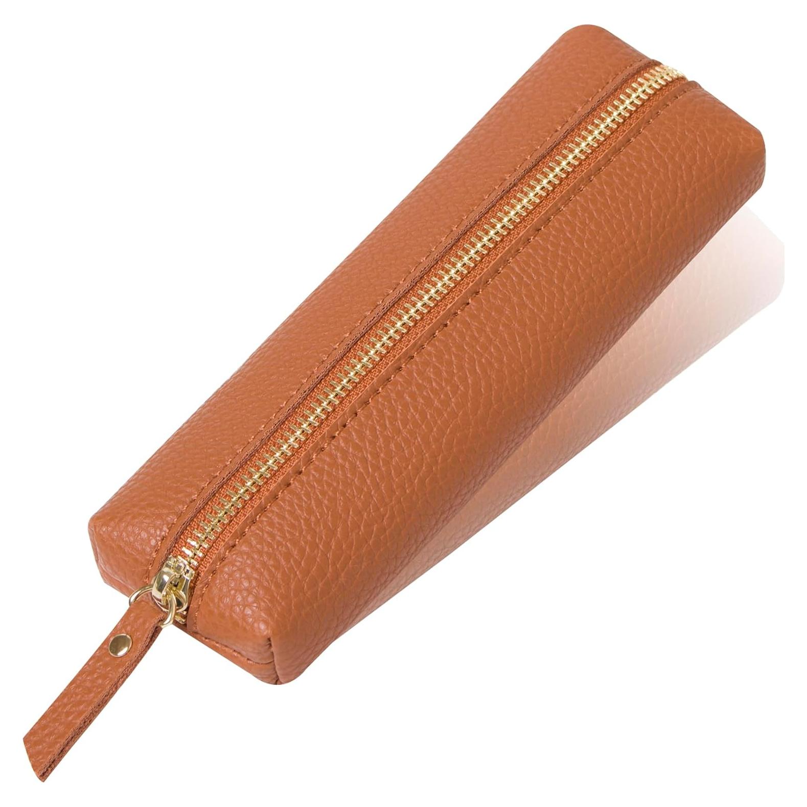 Estuche de Lápiz PU HXKJ Marrón Gran Capacidad 20x6x3cm