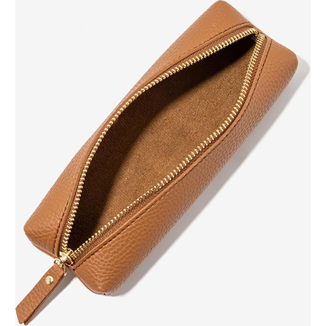 Estuche de Lápiz PU HXKJ Marrón Gran Capacidad 20x6x3cm