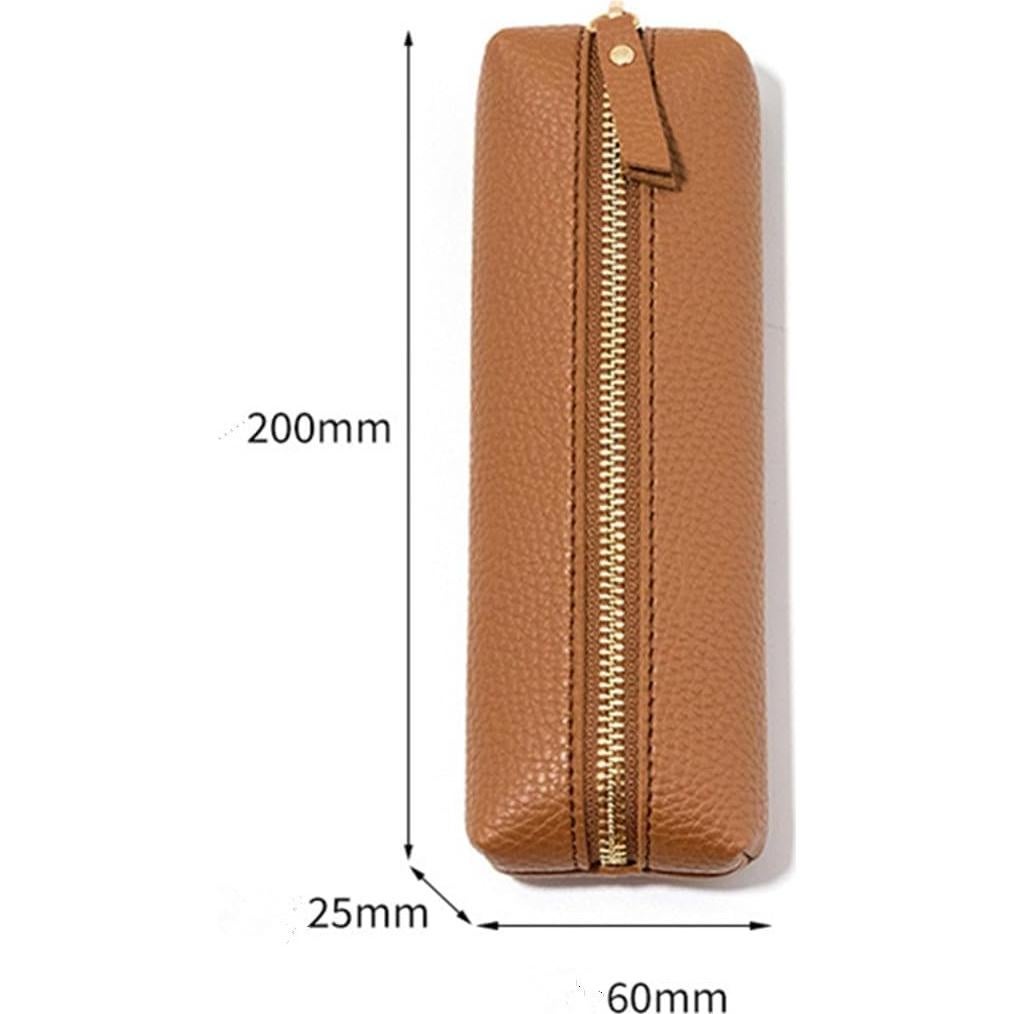 Estuche de Lápiz PU HXKJ Marrón Gran Capacidad 20x6x3cm