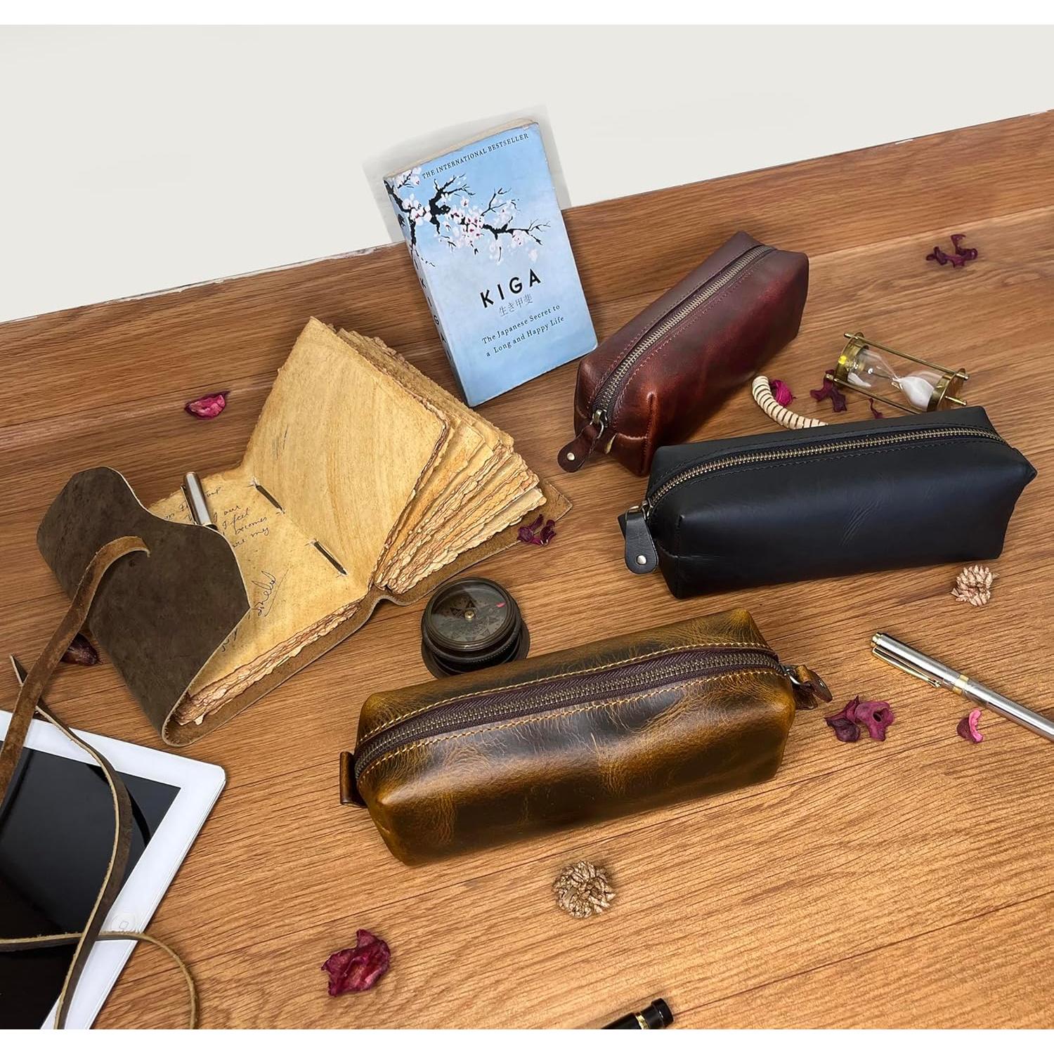 Estuche de Lápiz de Cuero Rustic Town - 20.3x7.6x6.4 cm