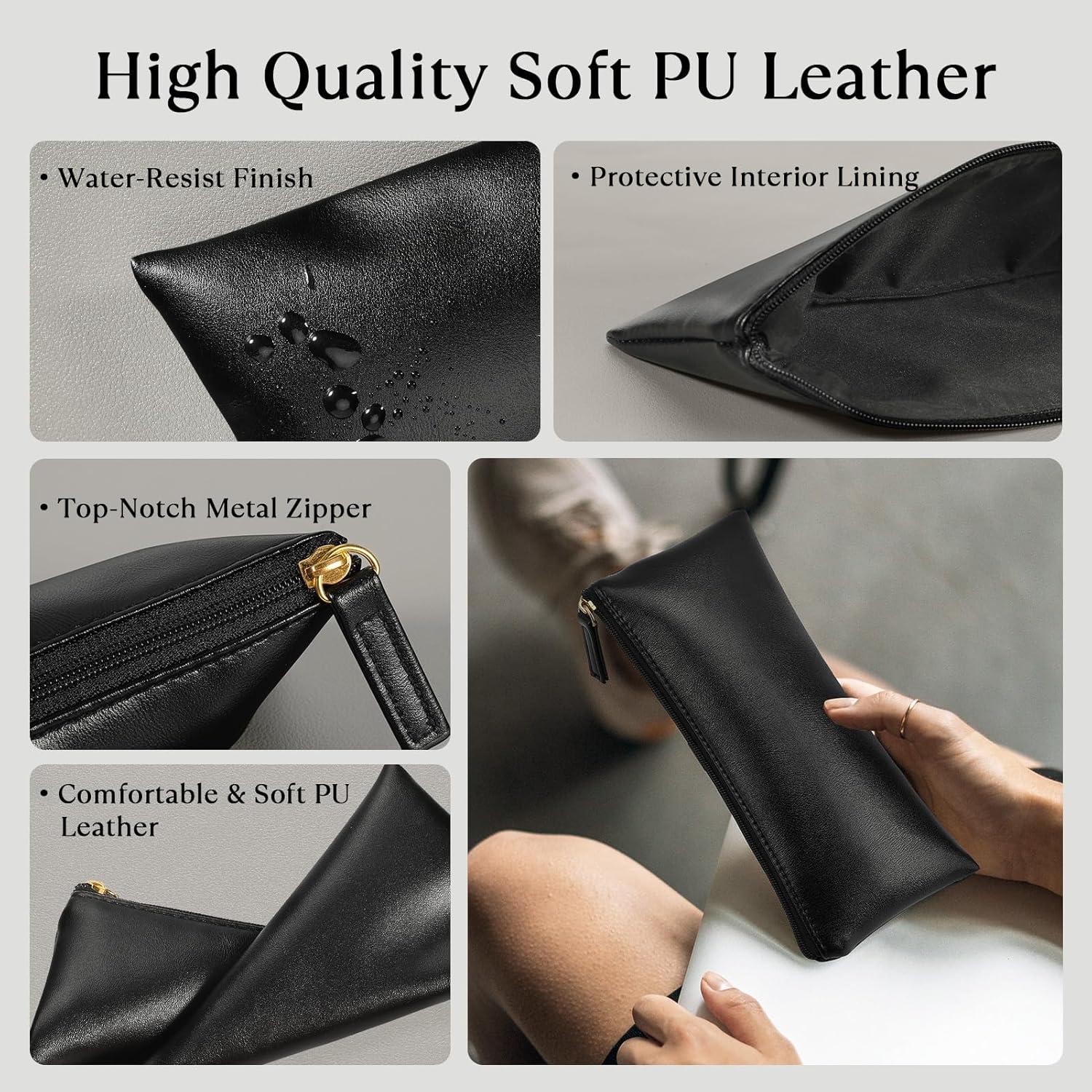 Estuche de Lápices MROCO Negro Cuero PU 18.5x8.1 cm