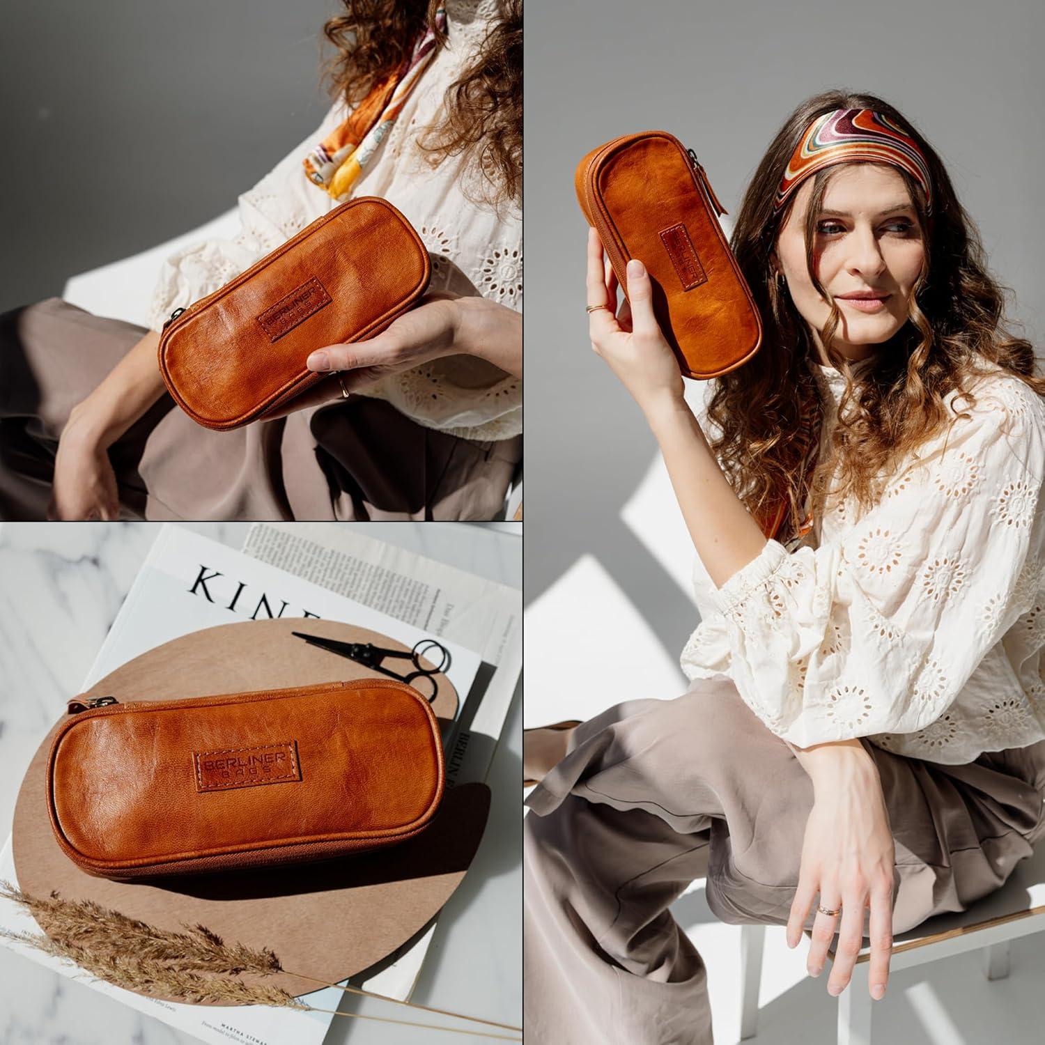 Estuche de Lápiz de Cuero Genuino Berliner Bags Felix Marrón