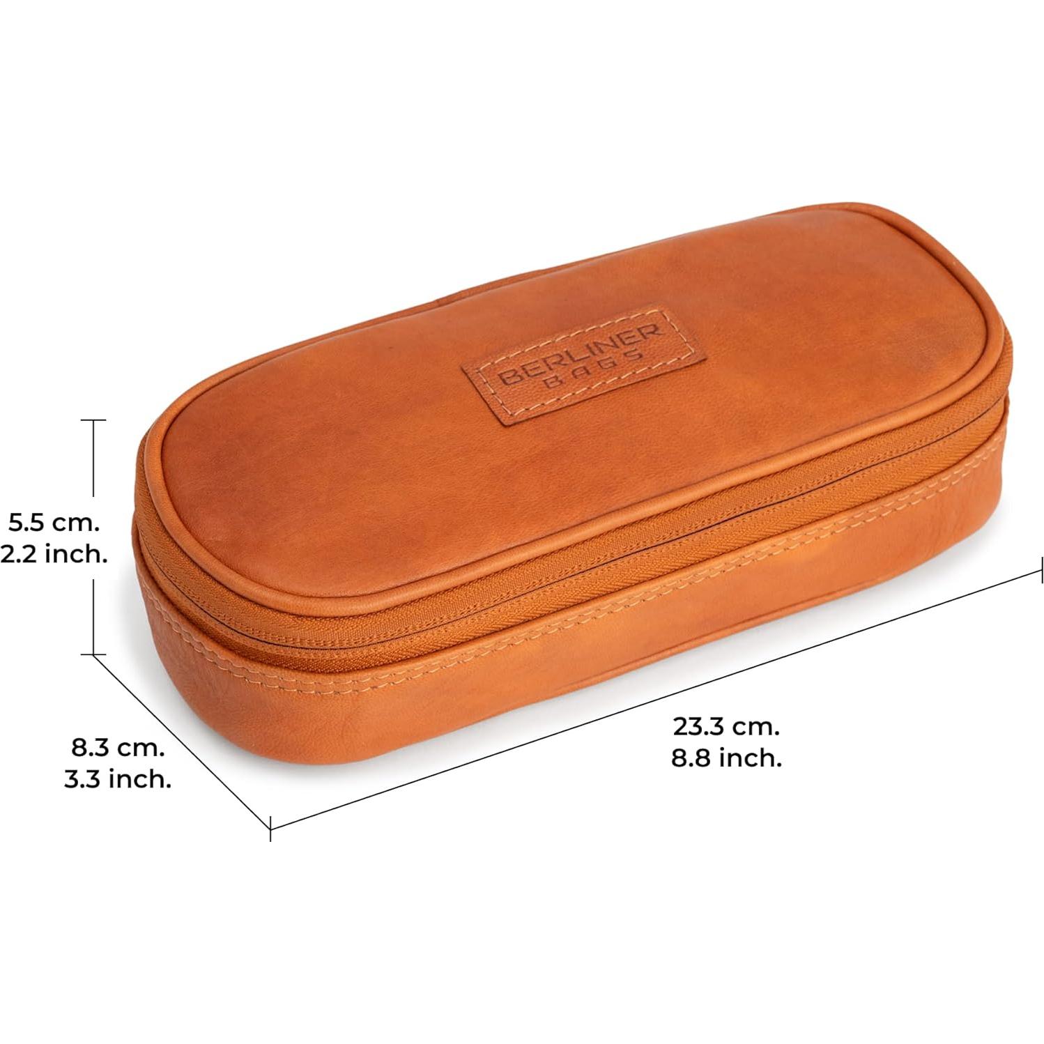 Estuche de Lápiz de Cuero Genuino Berliner Bags Felix Marrón