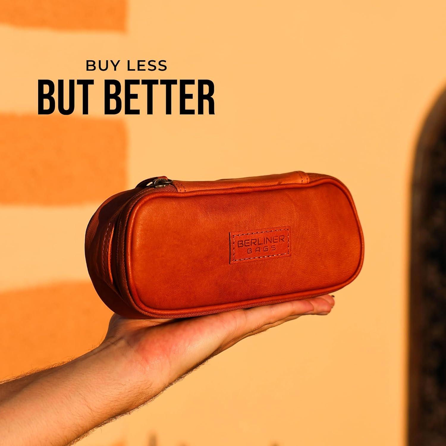 Estuche de Lápiz de Cuero Genuino Berliner Bags Felix Marrón