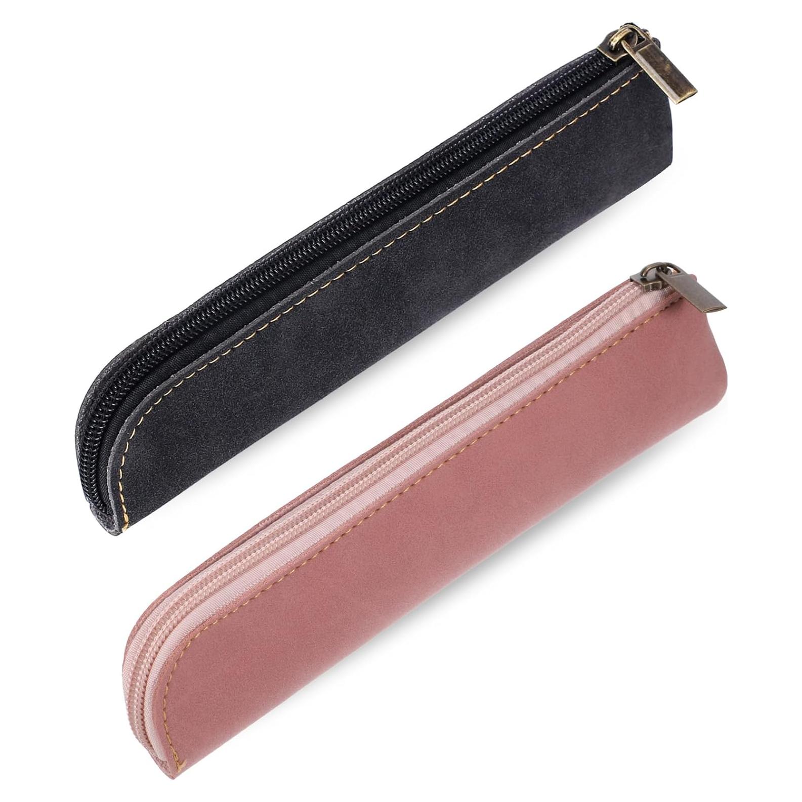 Estuche de Lápiz de Cuero Psyqtsuary - 2 Pcs Negro y Rosa