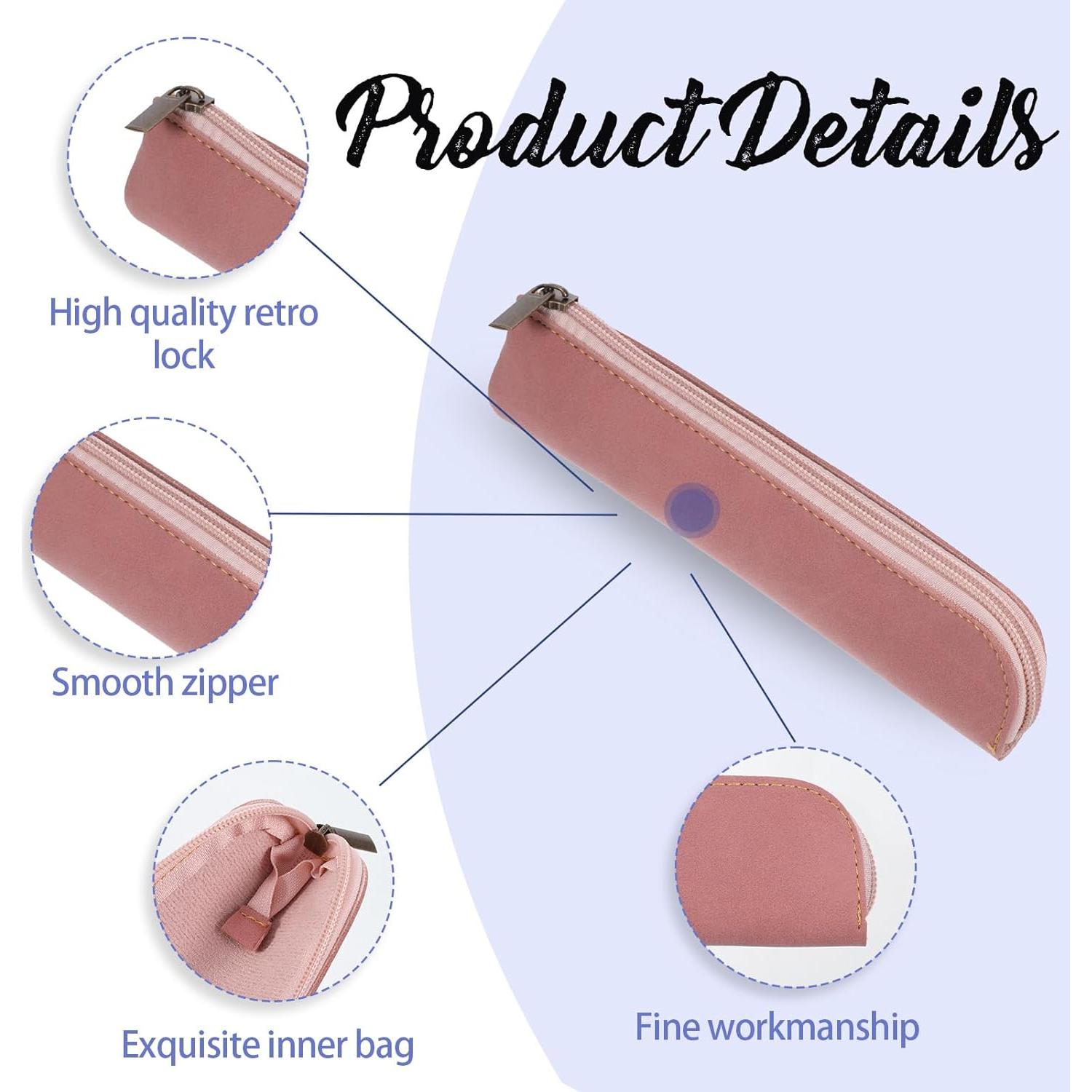 Estuche de Lápiz de Cuero Psyqtsuary - 2 Pcs Negro y Rosa