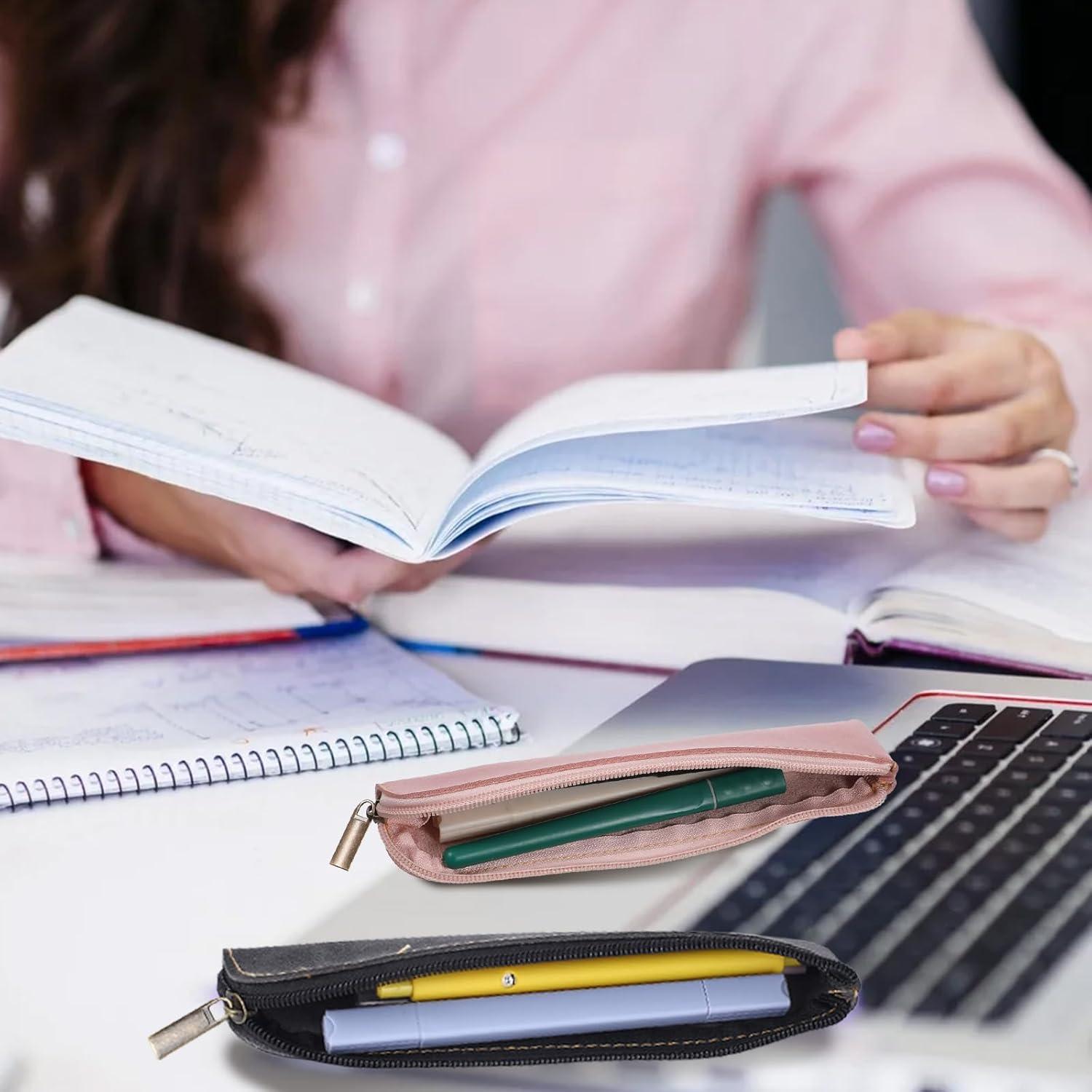 Estuche de Lápiz de Cuero Psyqtsuary - 2 Pcs Negro y Rosa