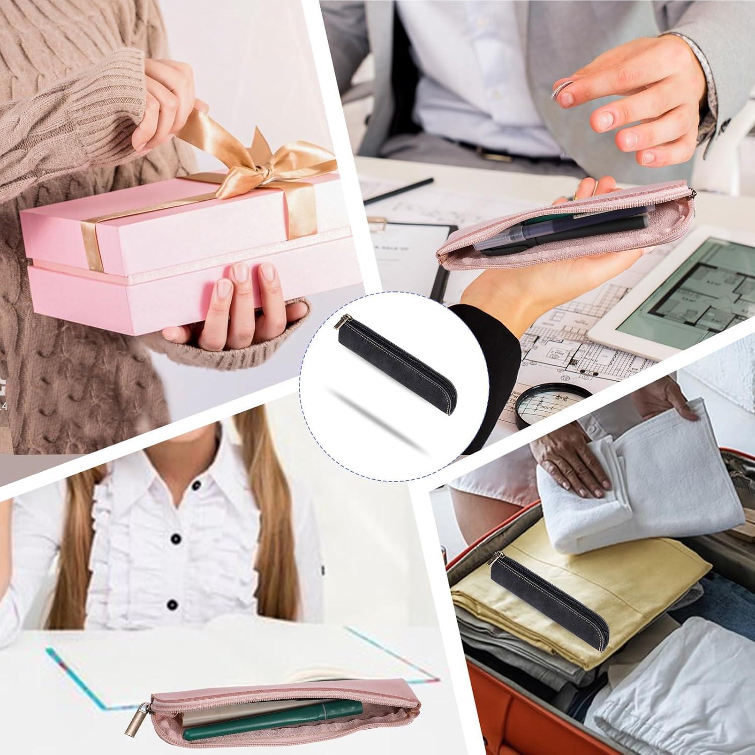 Estuche de Lápiz de Cuero Psyqtsuary - 2 Pcs Negro y Rosa