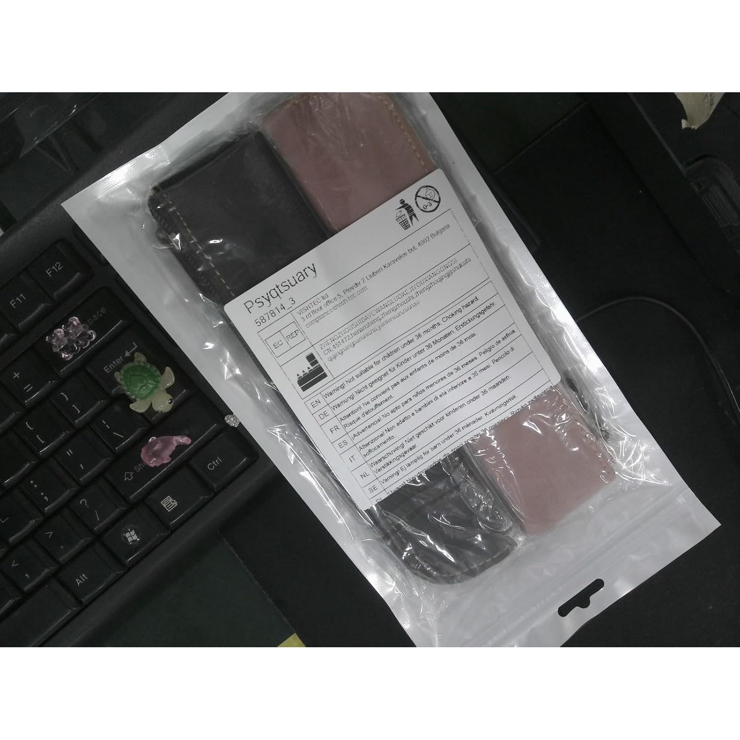 Estuche de Lápiz de Cuero Psyqtsuary - 2 Pcs Negro y Rosa