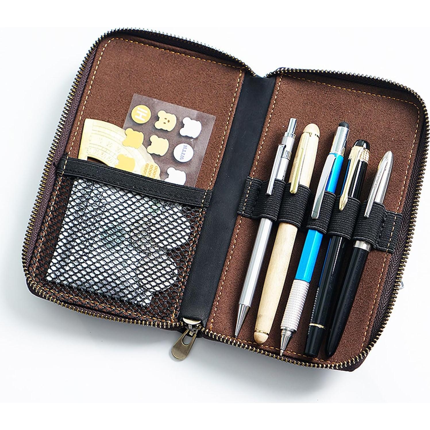 Estuche de Lápices de Cuero MOCHUI Café 10.16x2.54x17.78cm