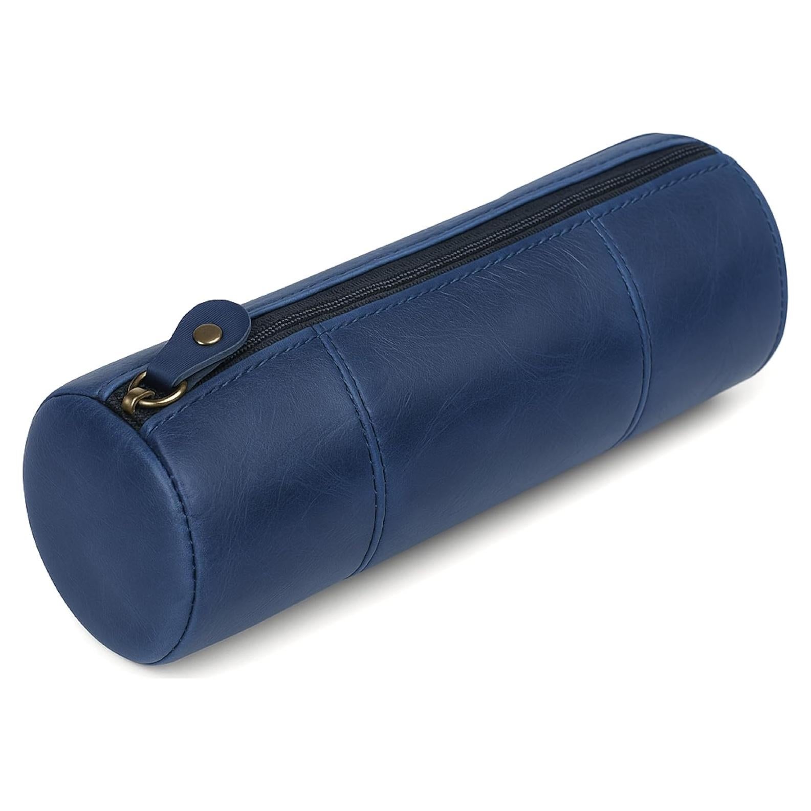 Estuche de Lápiz de Cuero Genuino Azul - 20.32x6.35cm