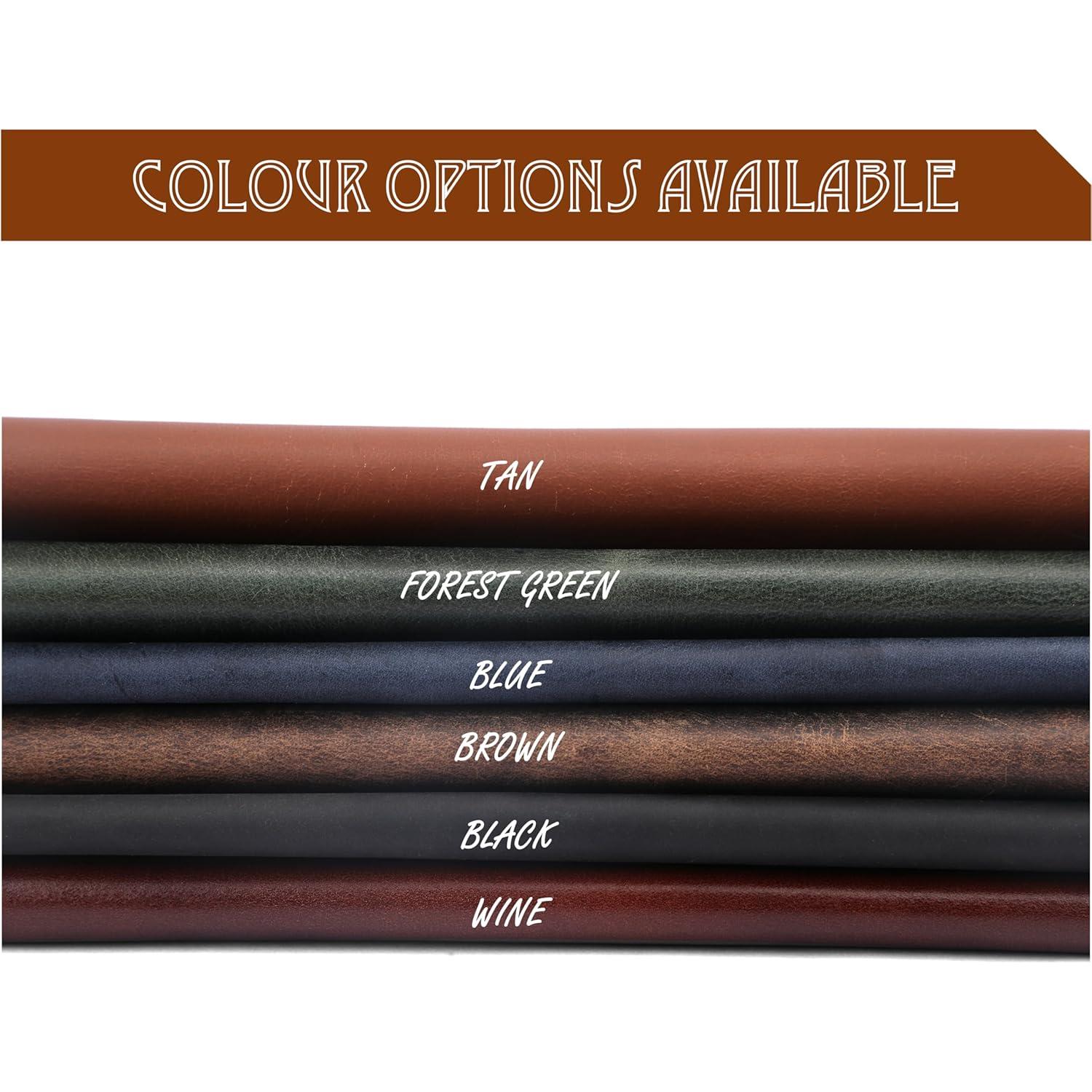 Estuche de Lápiz de Cuero Genuino Azul - 20.32x6.35cm