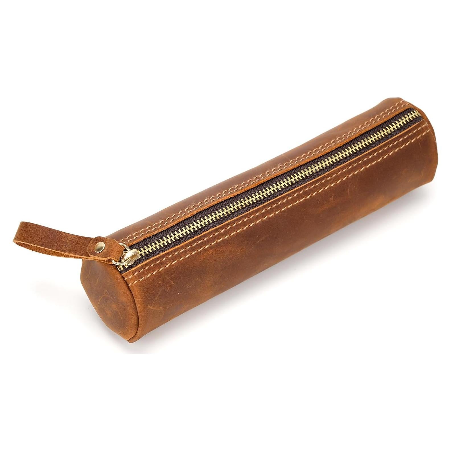 Estuche Cilíndrico de Cuero ECHSRT Marrón - Organizador de Papelería