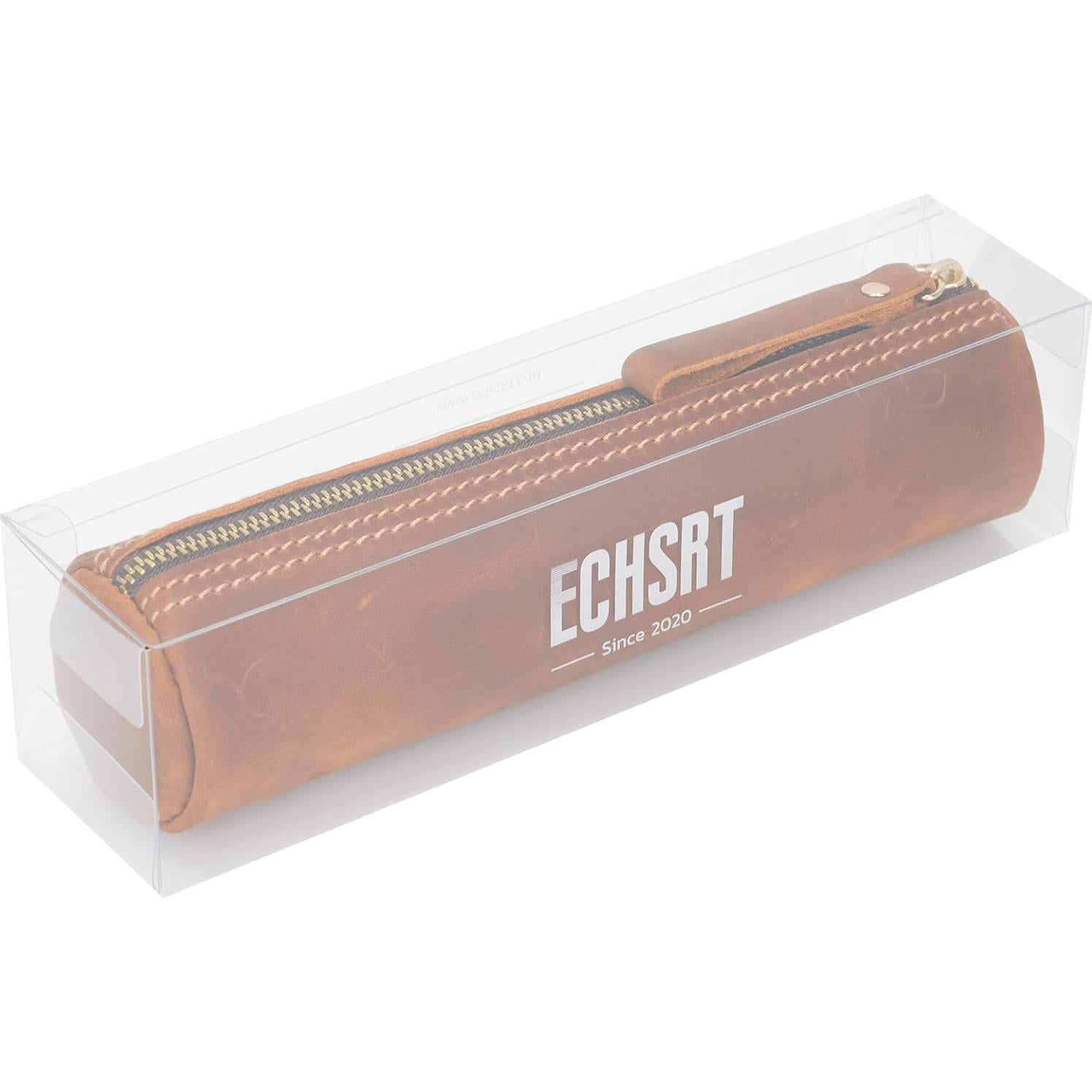 Estuche Cilíndrico de Cuero ECHSRT Marrón - Organizador de Papelería
