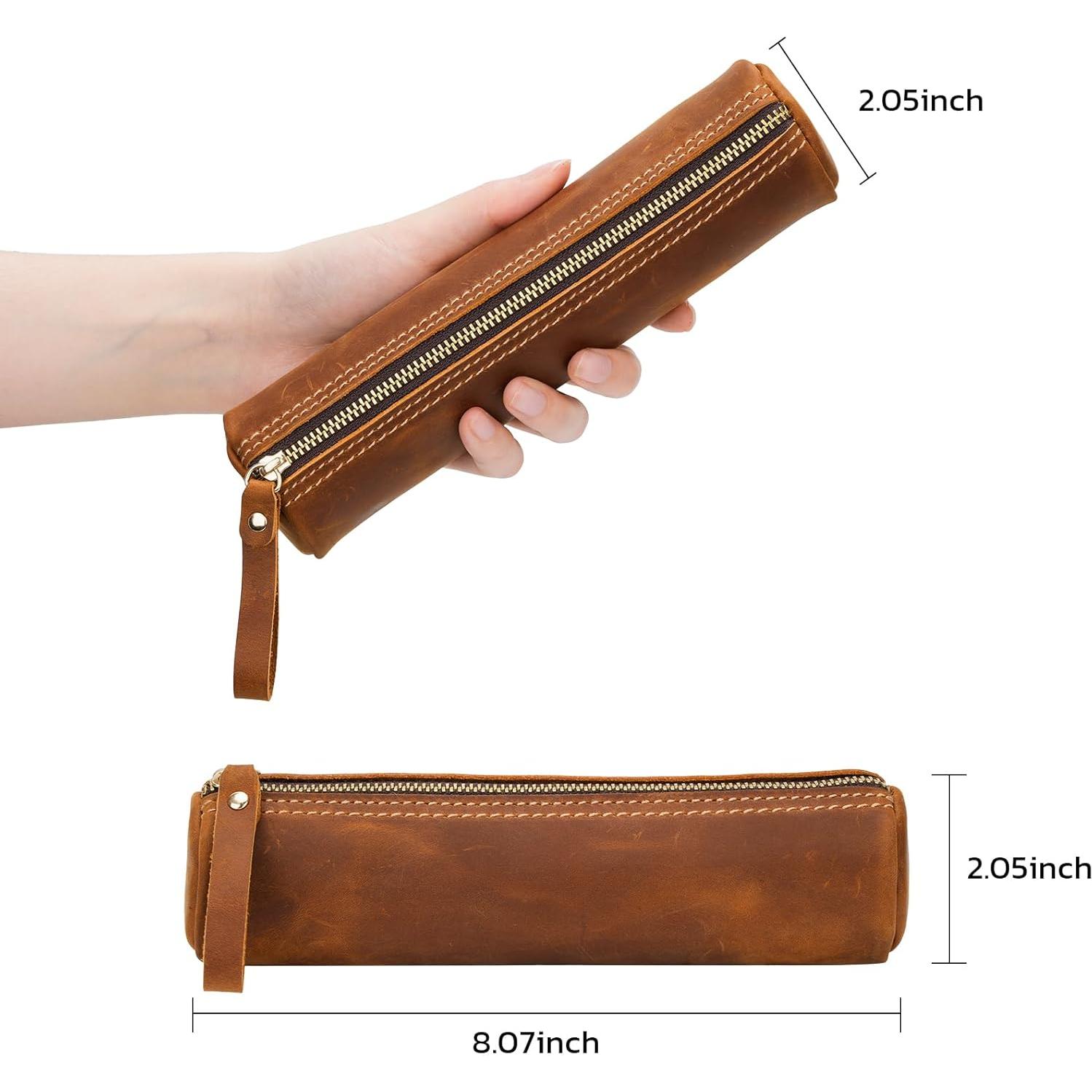 Estuche Cilíndrico de Cuero ECHSRT Marrón - Organizador de Papelería