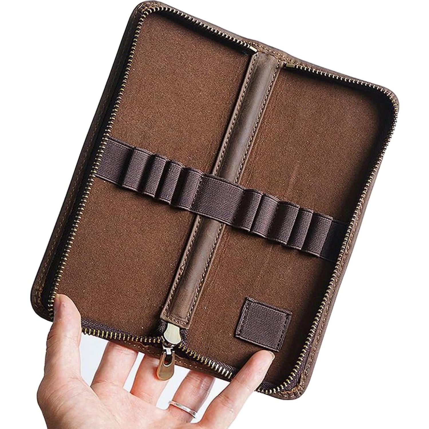 Estuche Organizador de Lápices de Cuero MOCHUI Negro 10 Ranuras