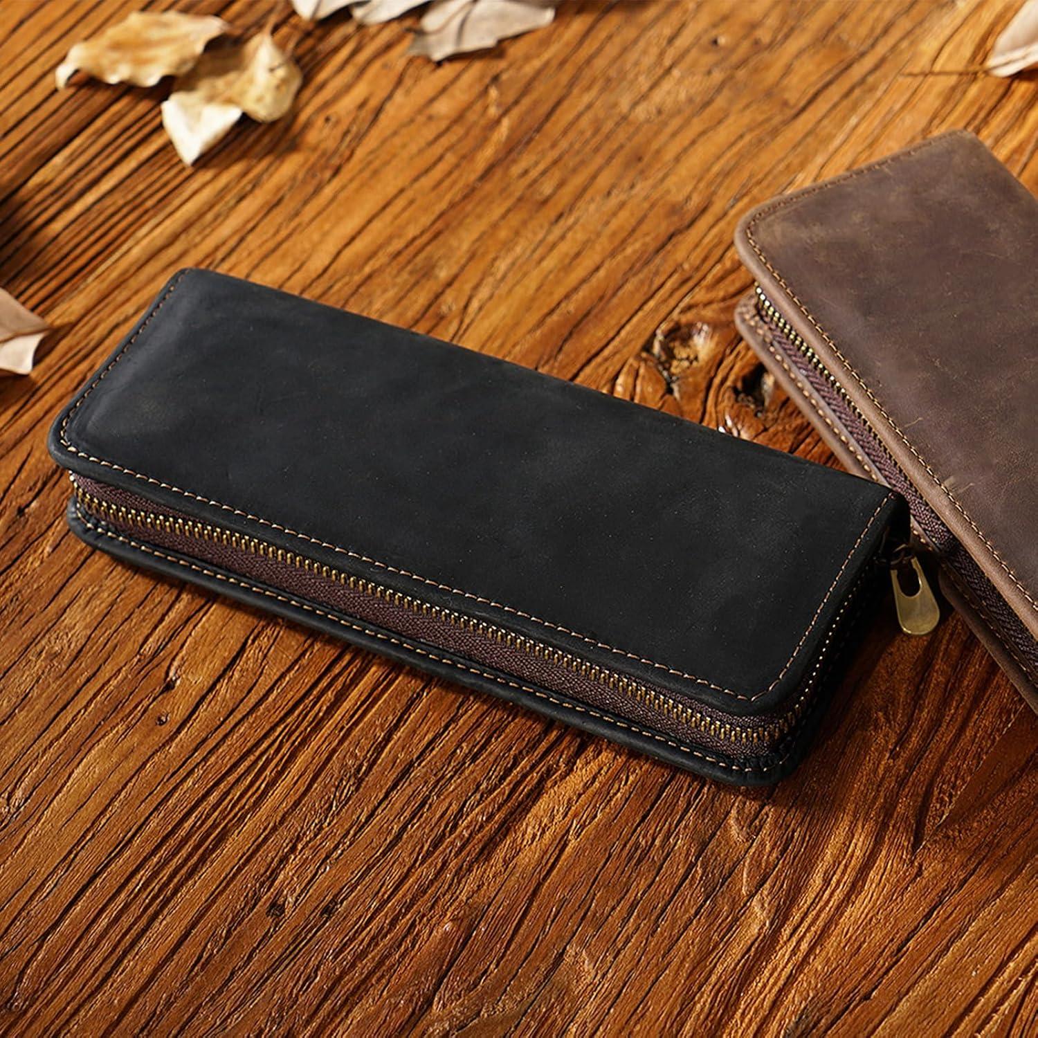 Estuche Organizador de Lápices de Cuero MOCHUI Negro 10 Ranuras