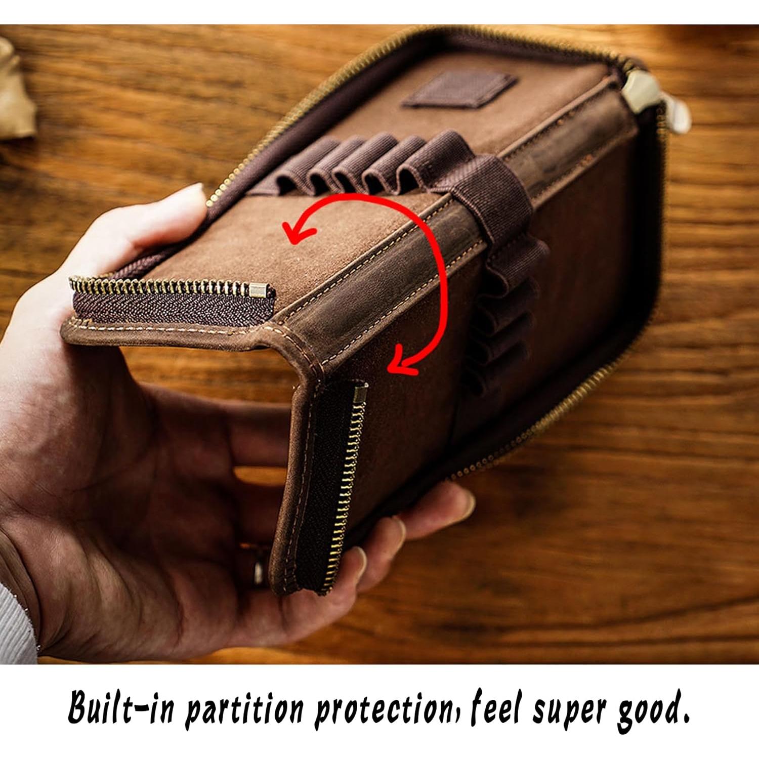 Estuche Organizador de Lápices de Cuero MOCHUI Negro 10 Ranuras